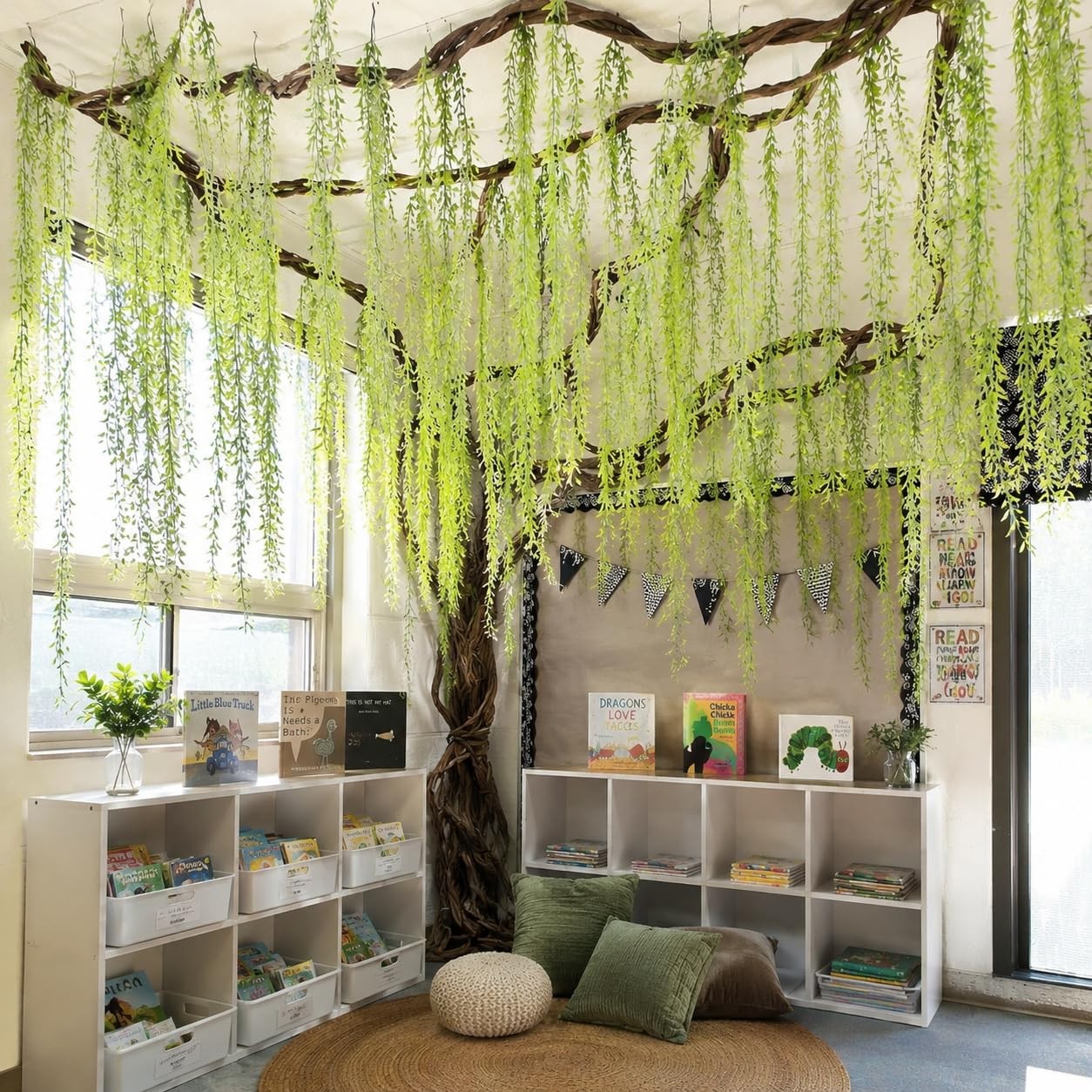 45 PCS Jungle Decoration Set, 75.8ft Artificial Hanging Willow Vines