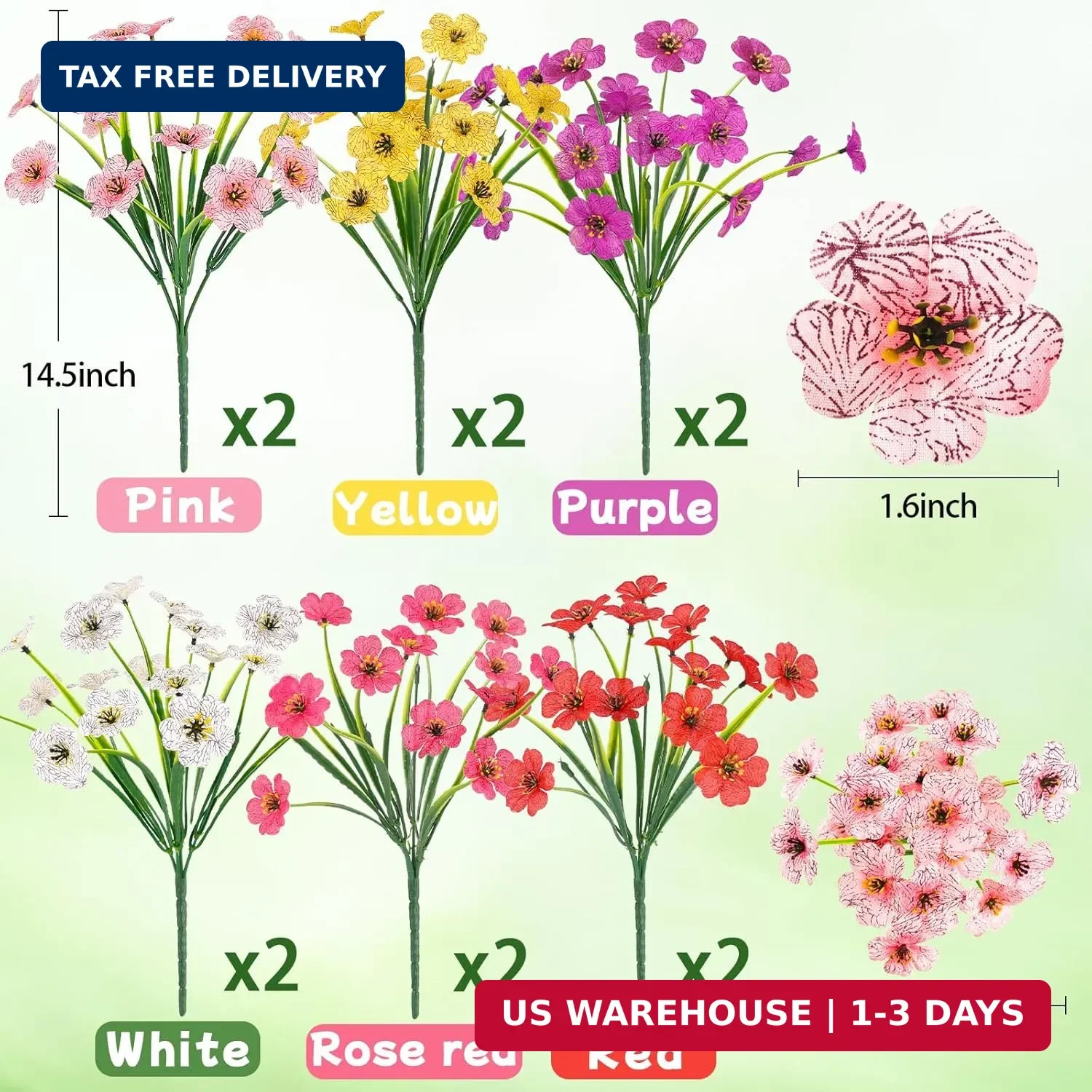 MACTING 12 Bundles Artificial Flowers for Outdoors UV Resistant Fake Flowers Fau