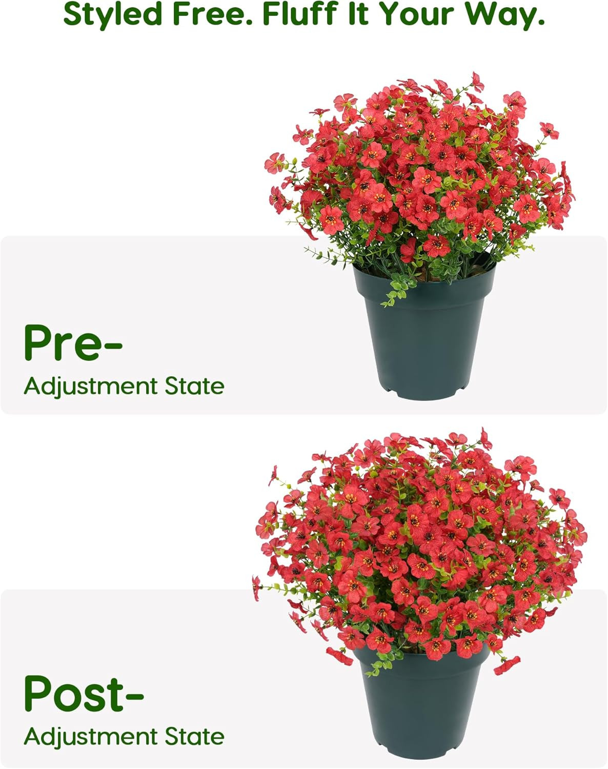 UV Resistant 20” Red Silk Daisy Bush – Perfect for Outdoor Decor