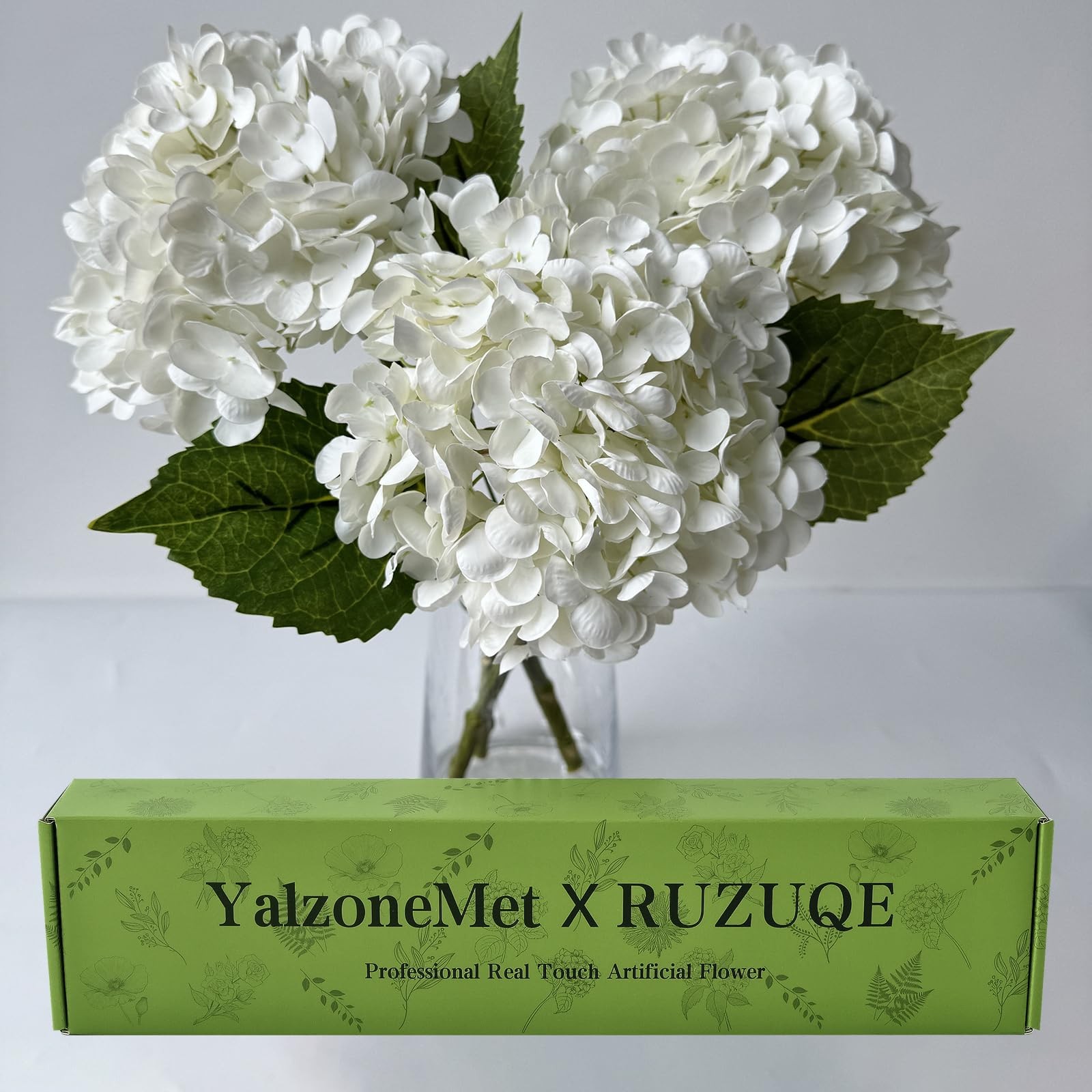YalzoneMet 3 PCS White Hydrangea Artificial Flowers 21 inchs Real Touch Faux …