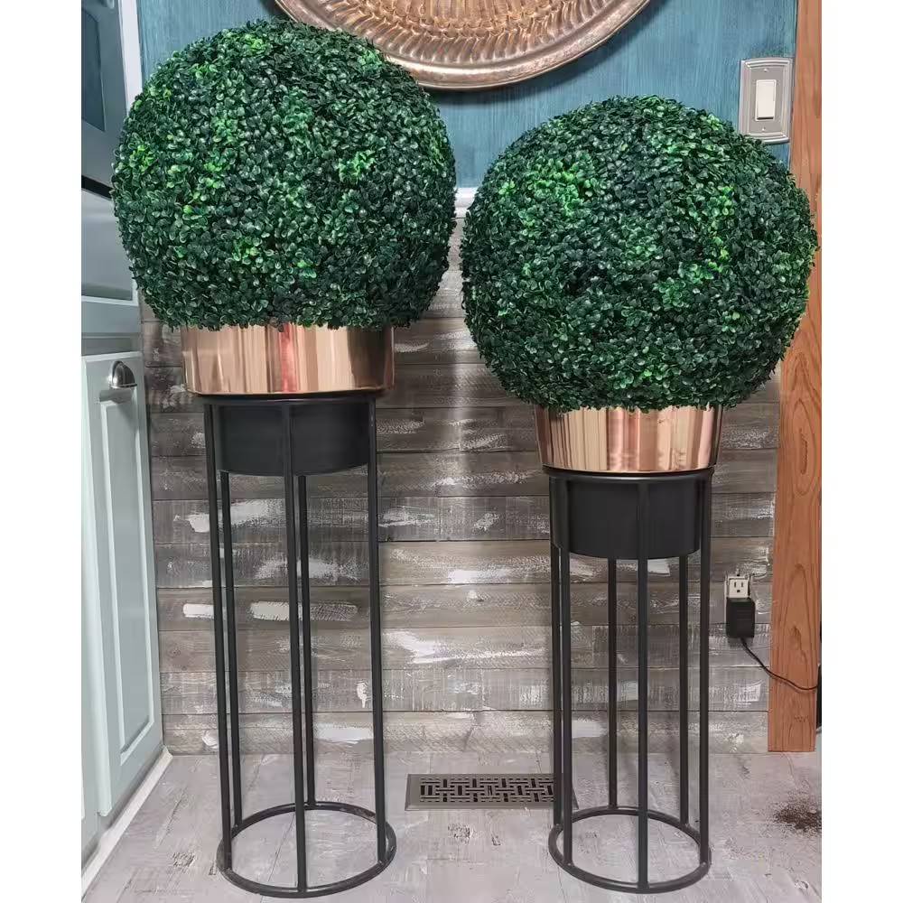 15 In. 2-Pieces Artificial Plant Topiary Ball Faux Boxwood Decorative Balls for