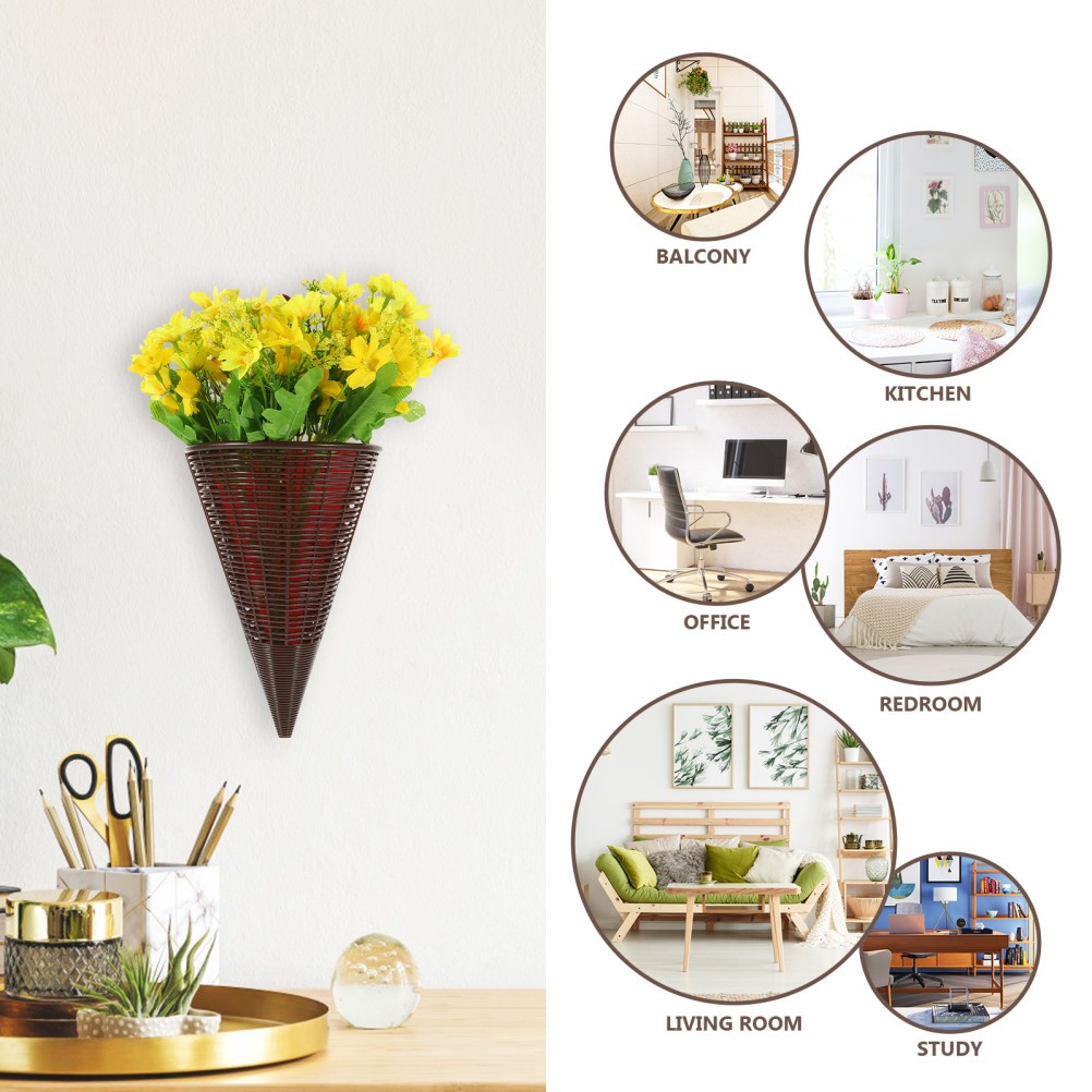 Hanging Basket Faux Flowers Wall Decor Artificial Door Fake Baskets