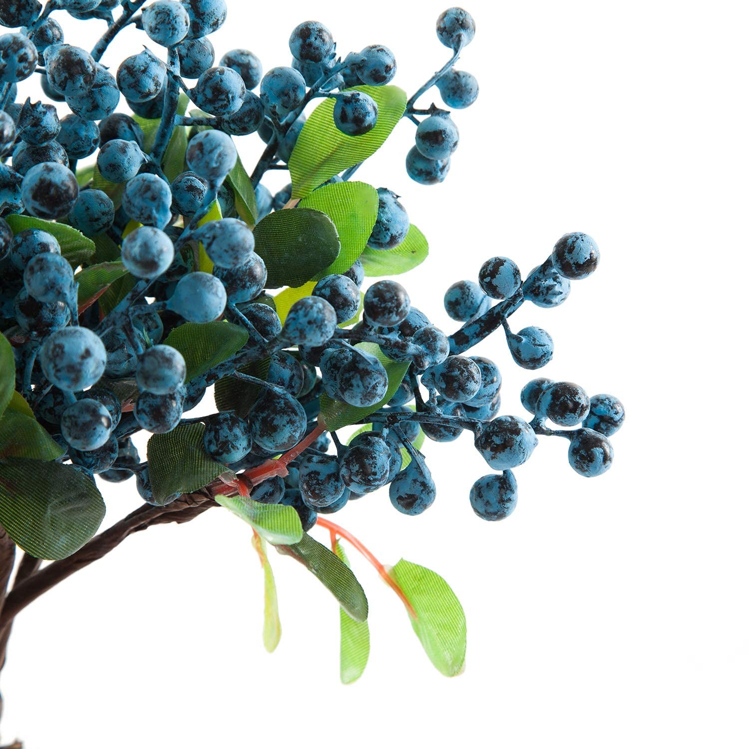 Artificial Blue Stems Pack of 20 Fake Blue Berries with Green Leaves 9.8 inch…