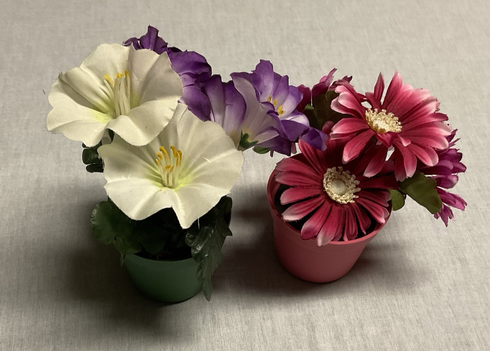 Artificial Flowers And Ceramic Holder/Pot