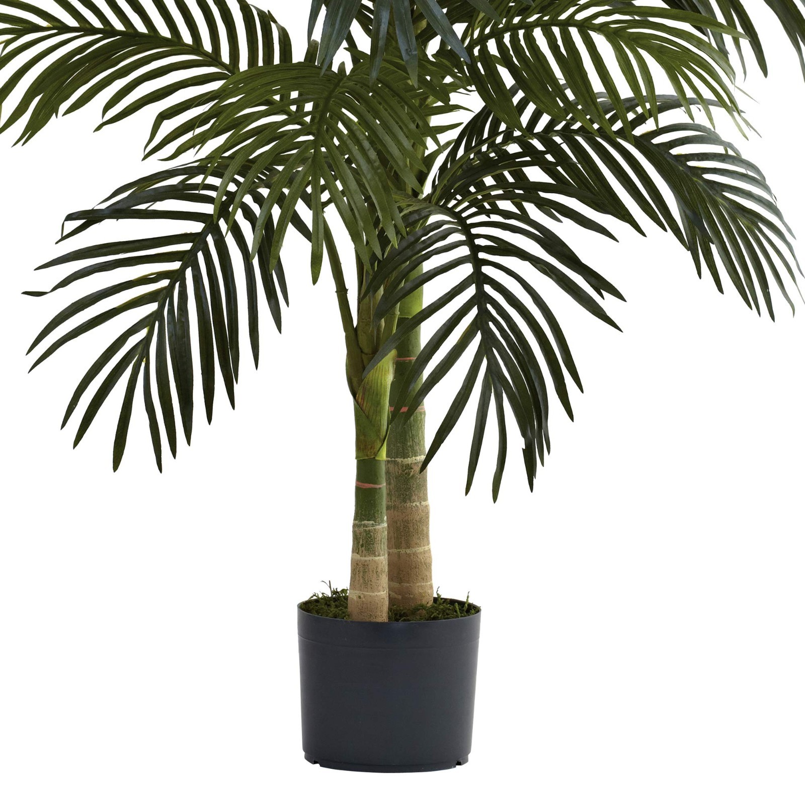 4ft Double Stalk Golden Cane Palm – Realistic Faux Plant, Indoor Tropical Decor,