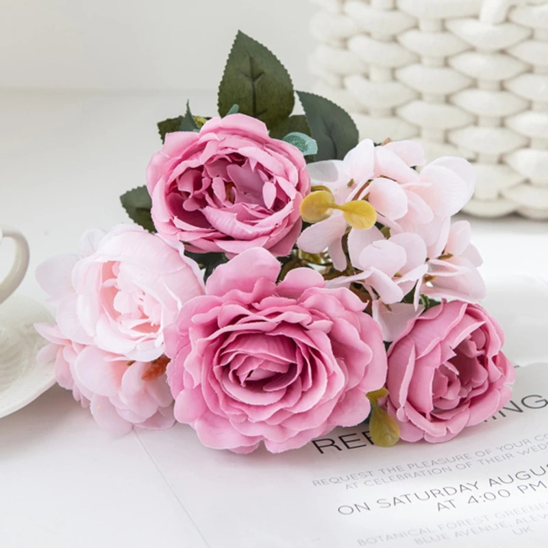 1pc 30CM Silk Peony Rose Bouquet Artificial Flowers for Wedding Home Christmas