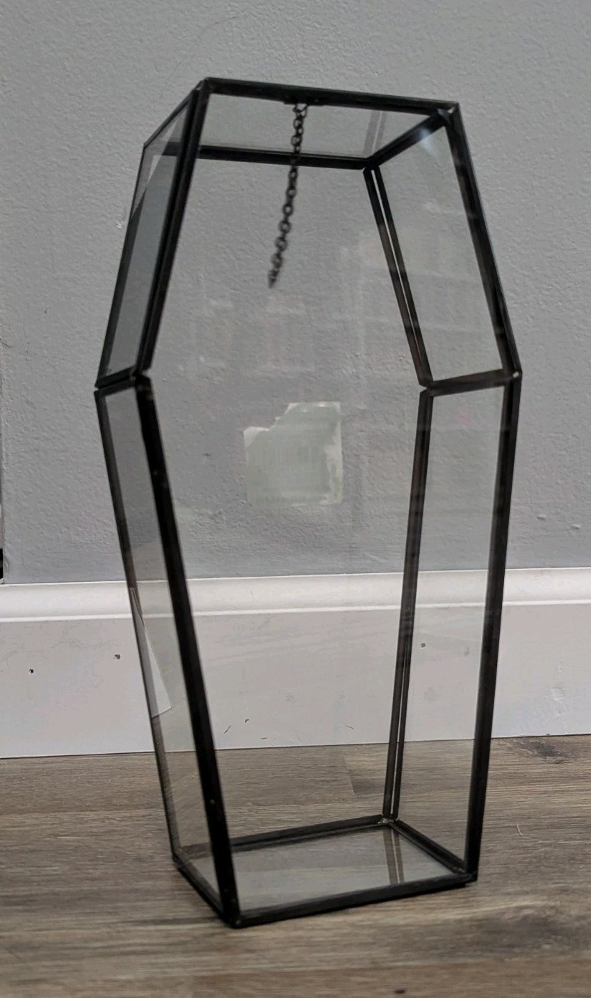 Glass Halloween 9.75″ Terrarium Medium Coffin by Ashland NEW