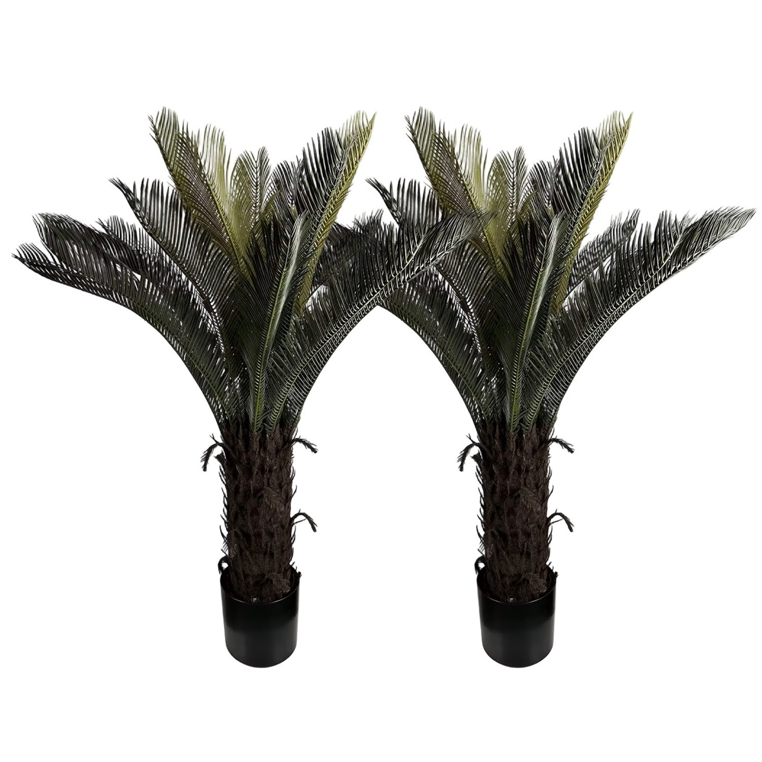2Pack 3.9ft Artificial Sago Palm Cycad UV Resistant Potted Plant Indoor Outdoor