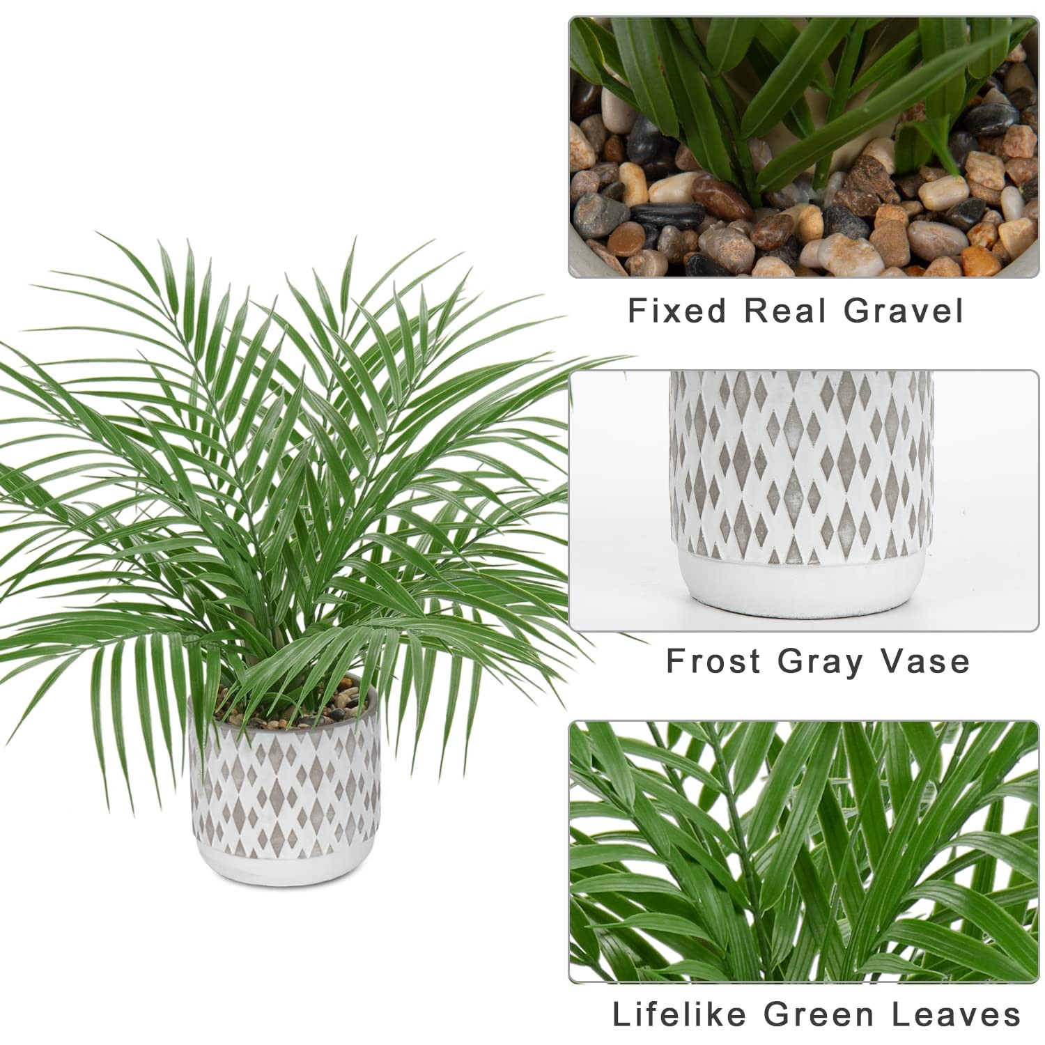 Hollyone Large Artificial Potted Plants Fake Palm Plants 16 Faux Green Plant Pla