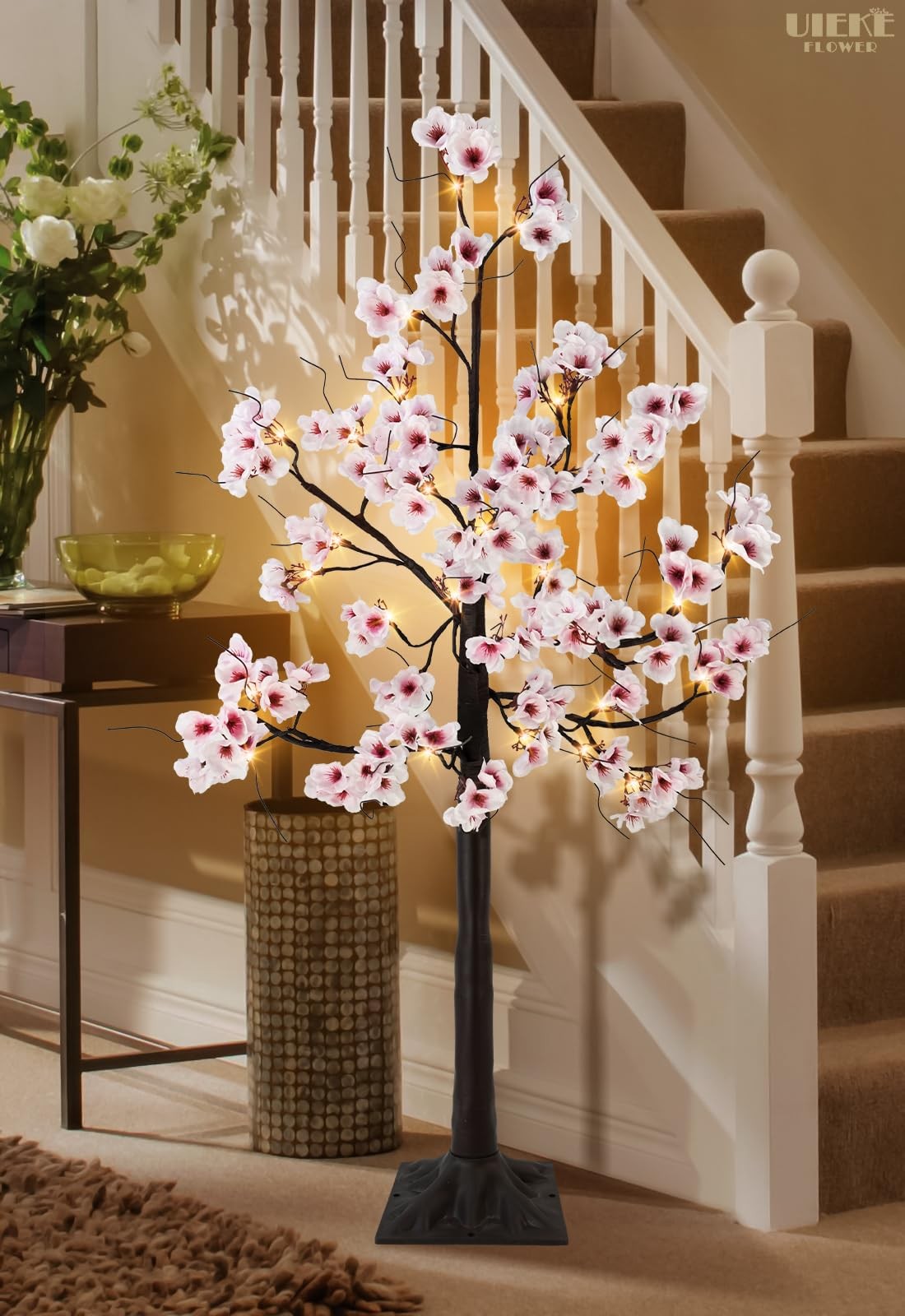 4FT Cherry Blossom Tree, 48 Fairy Lights Artificial Lighted Tree for Home Ins…