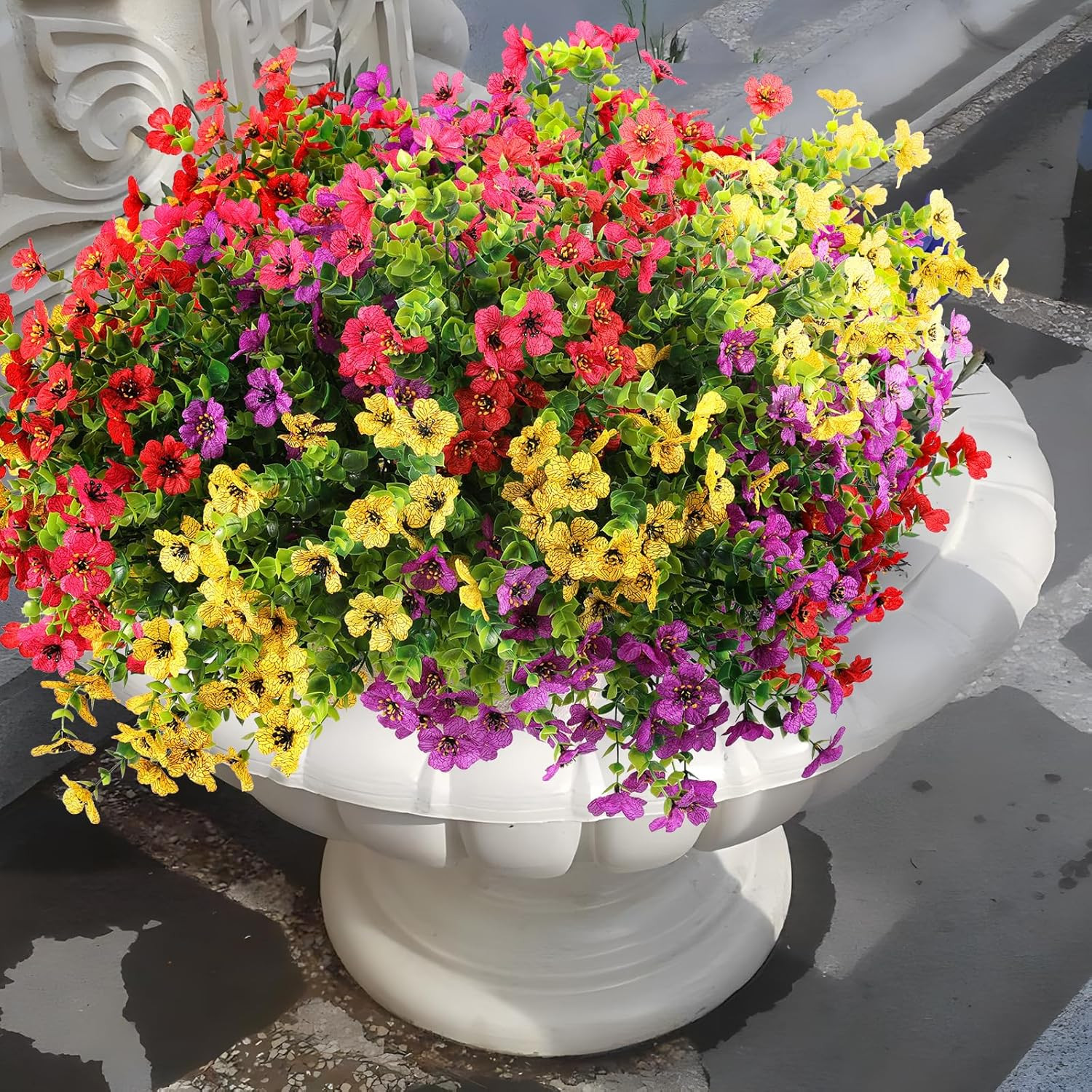 Rowfad 36 Bundles Artificial Flowers Outdoors UV Resistant Fake Plastic Spring M