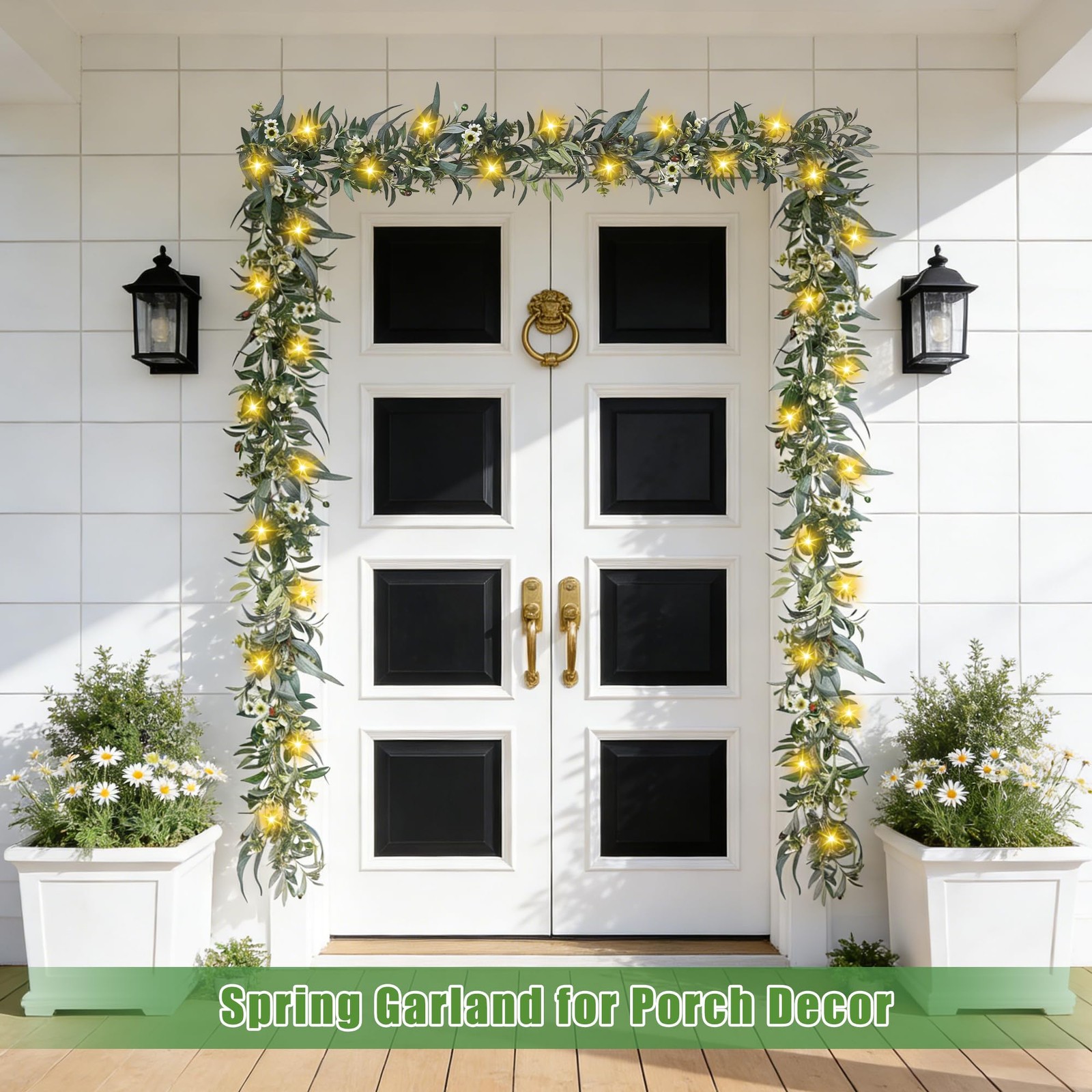 Olive Garland with Lights – 6 Ft Eucalyptus Garland with Timer 30 Fairy Light…