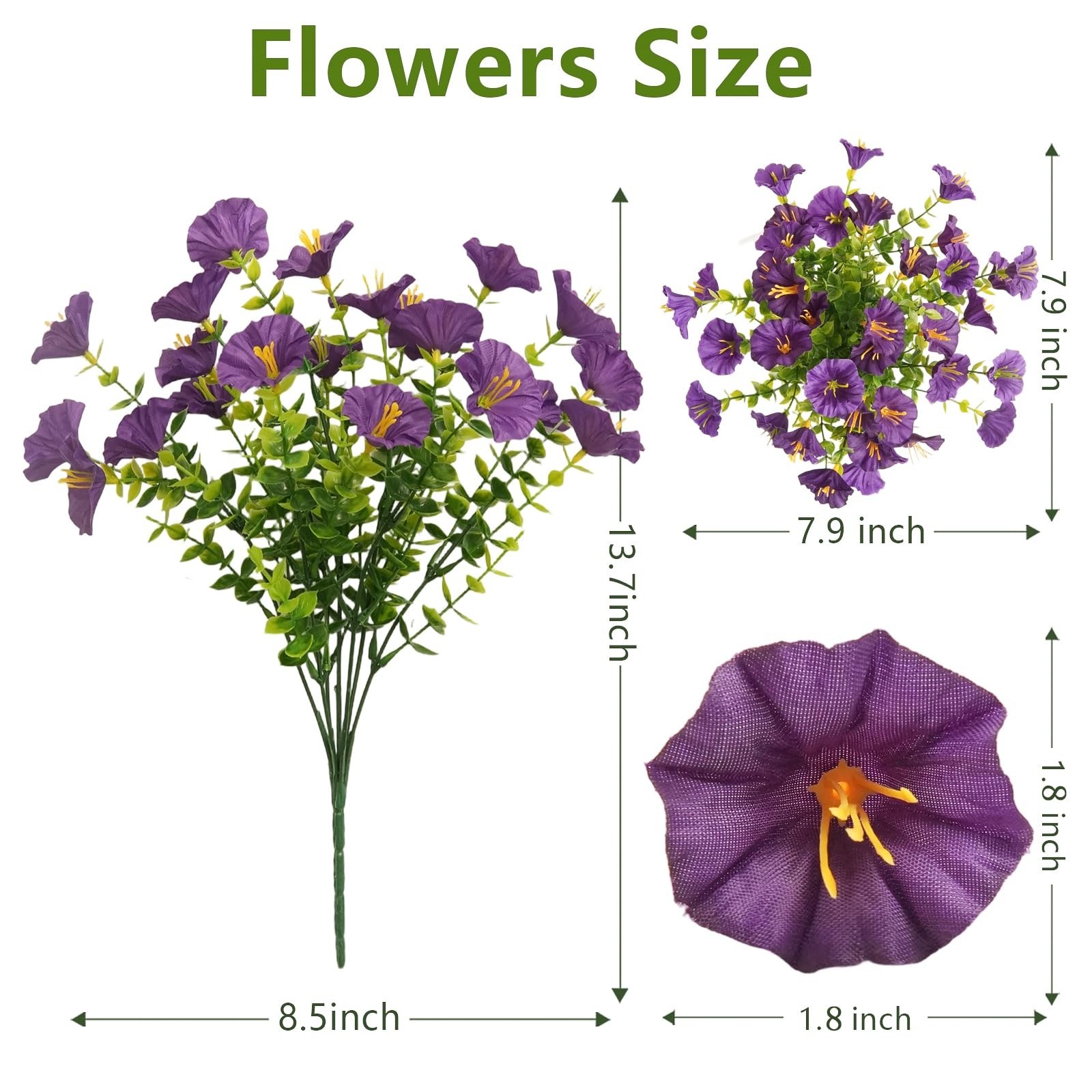 18 Bundles UV Resistant Artificial Flowers – Realistic Silk Morning Glory for Ga