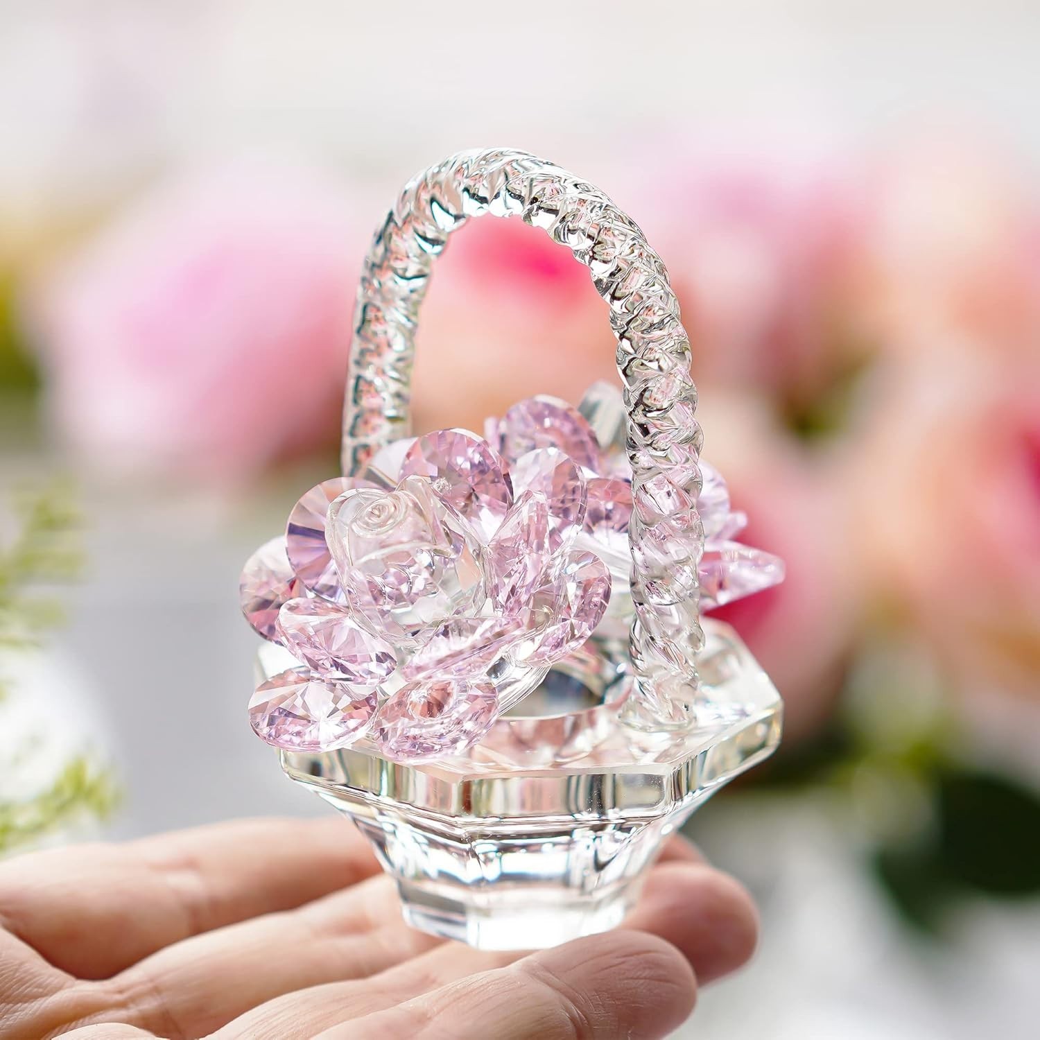 Elegant Art Deco Pink Crystal Rose – Perfect Gift for Mother’s Day & Valentine’s