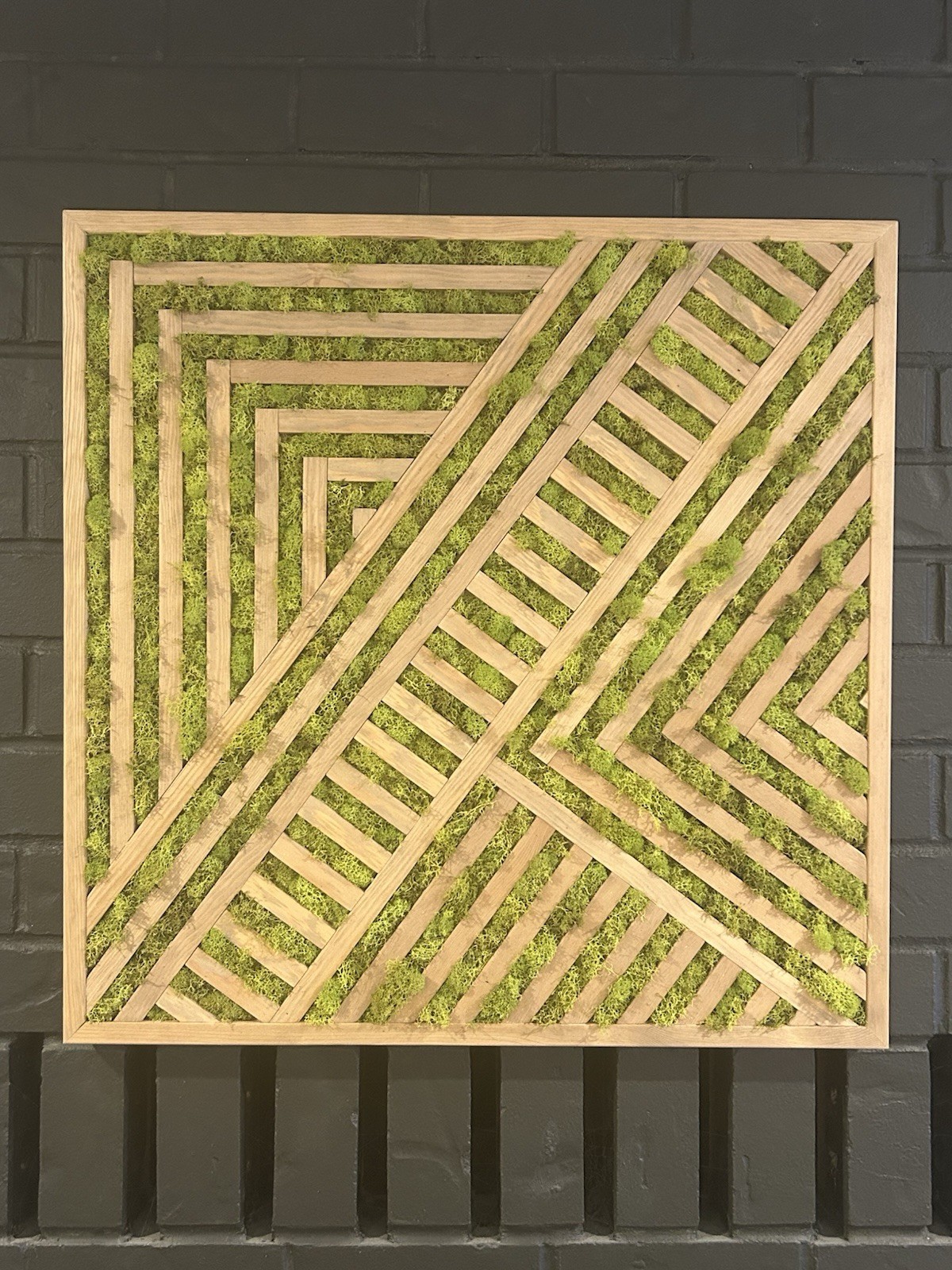 Handmade Preserved Moss Geometric Wall Art – For Your Living Space 24″x24″