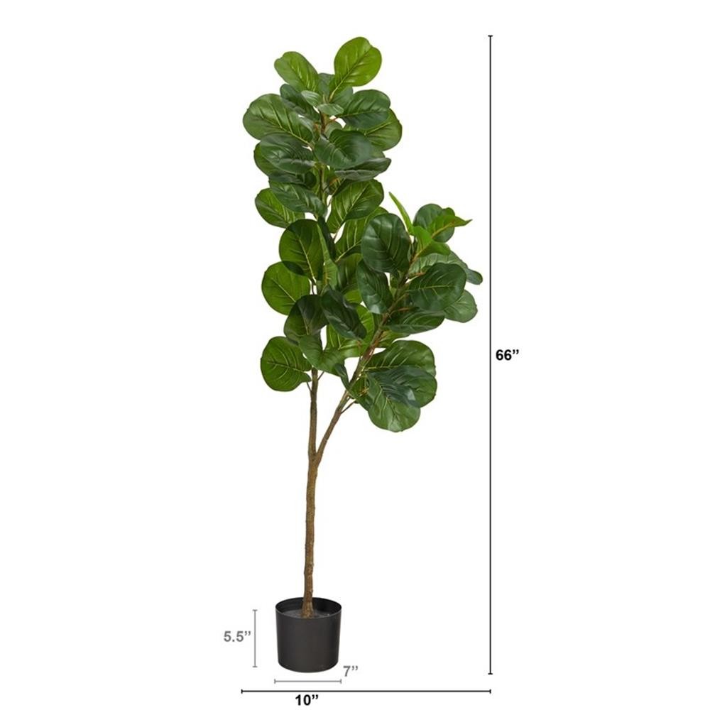 Pemberly Row 66″ Fiddle Leaf Fig Artificial Tree in Green/Black