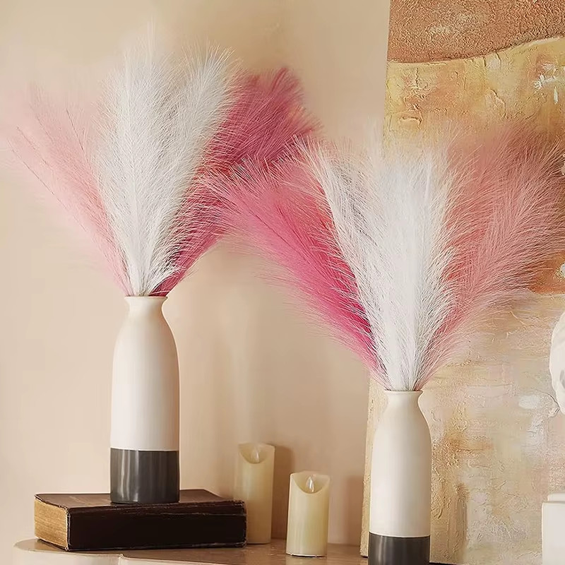 9pcs Fluffy Artificial Pampas Grass Silk Fake Flower Plants Reed Home Decor NEW