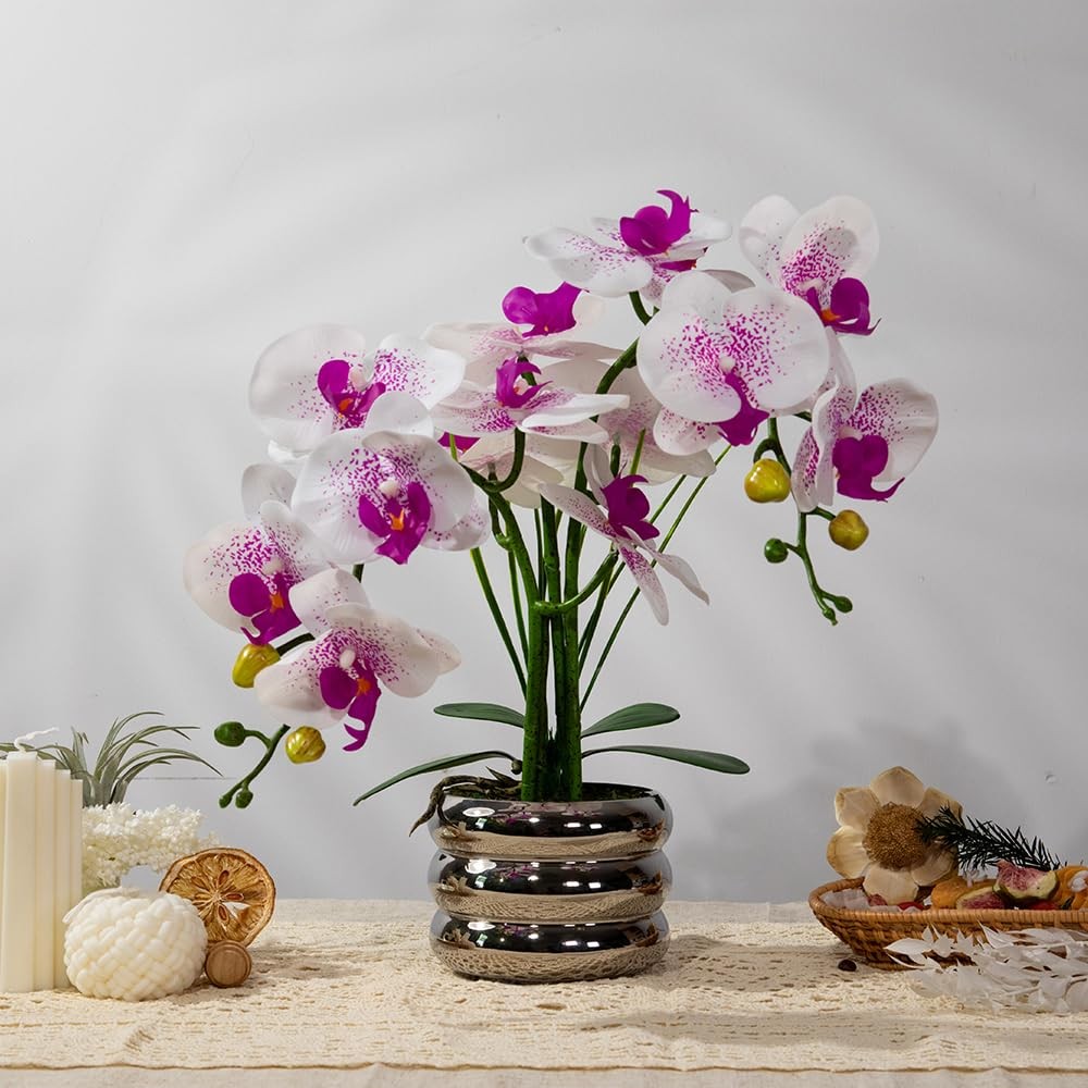 Artificial Orchids Flowers with Vase for Table Centerpieces, Real Touch Faux …