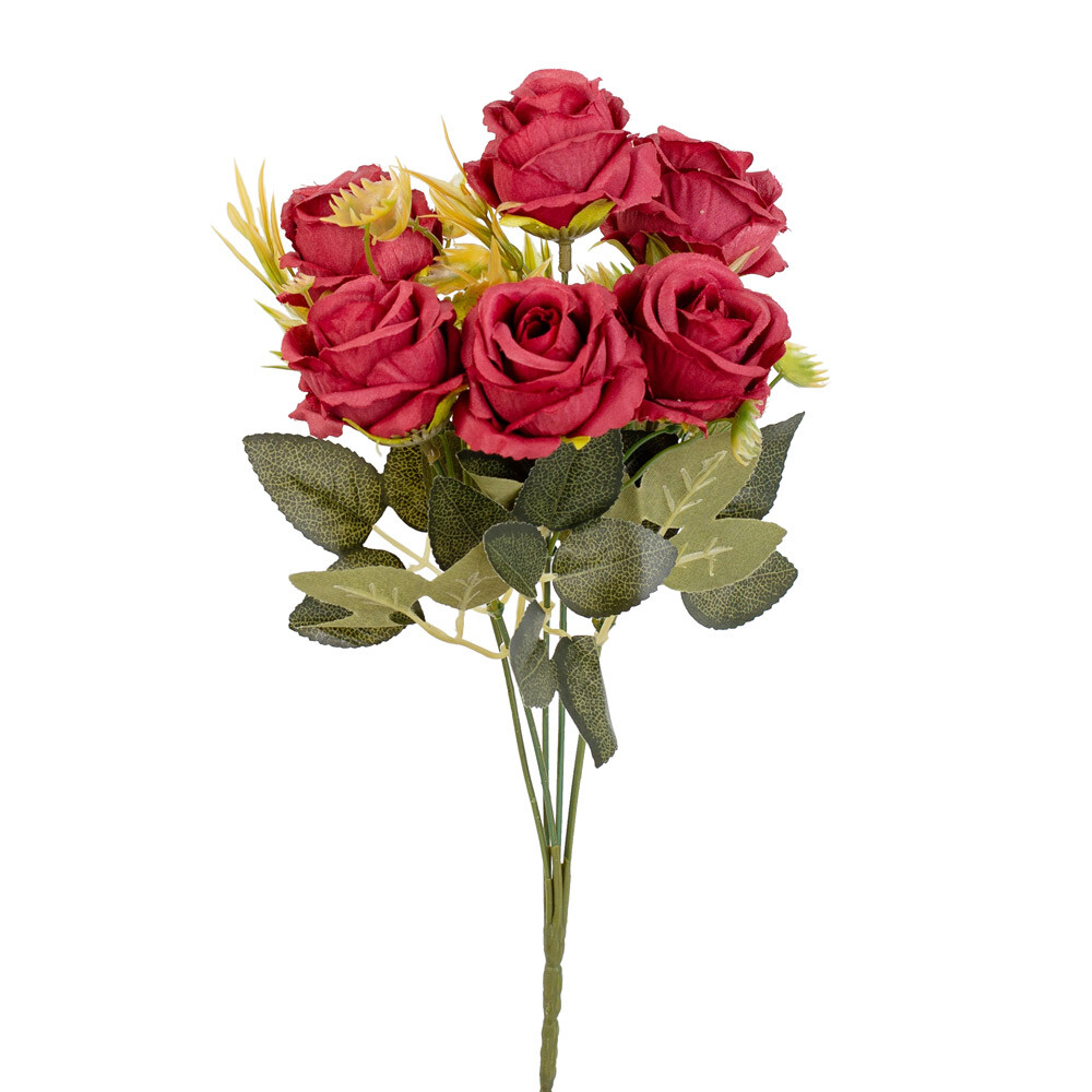 Factory Direct Craft Artificial Four Pack of Burgundy Rose Buds