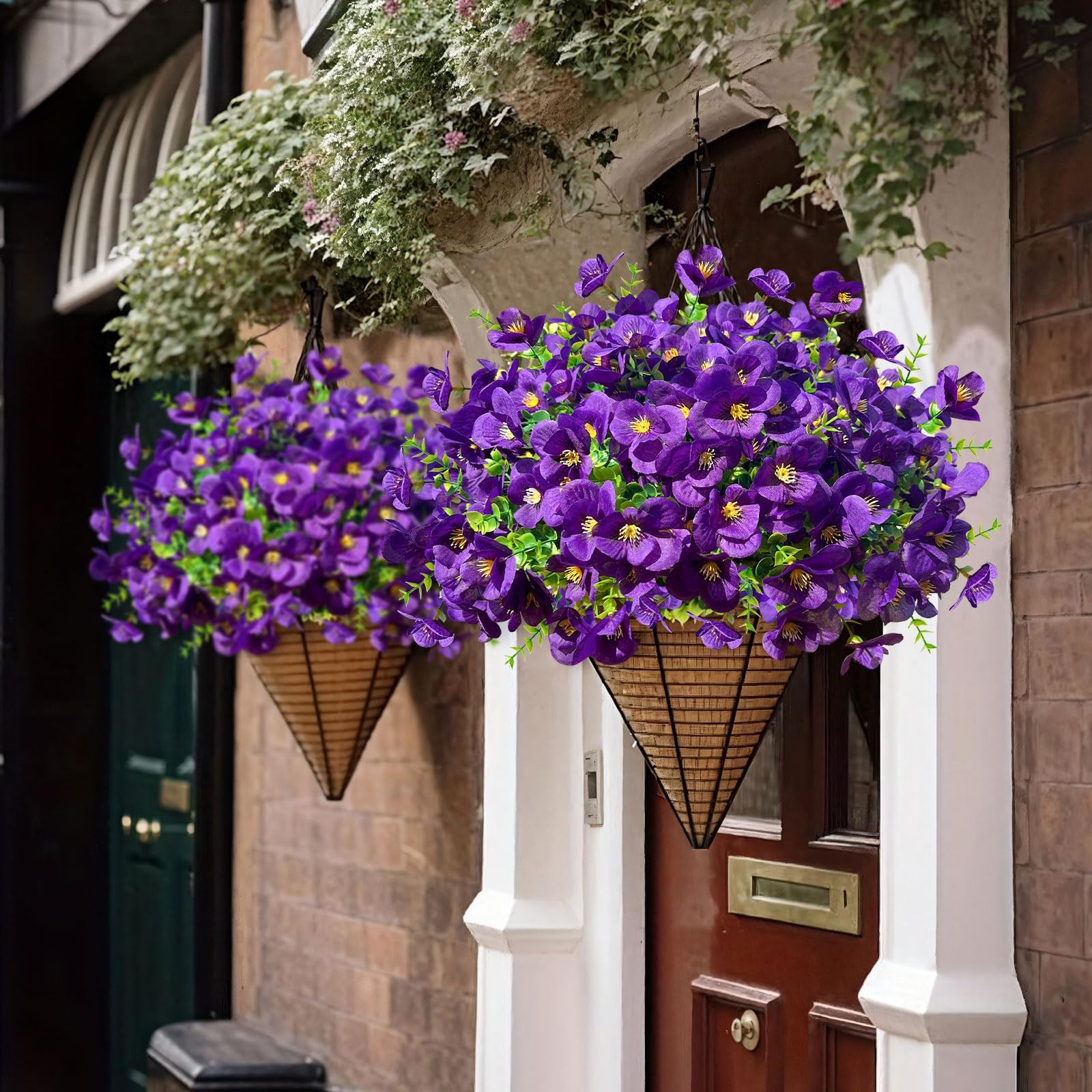 10 Bundles Artificial Faux Flowers Plants for Outdoors Decor-Purple