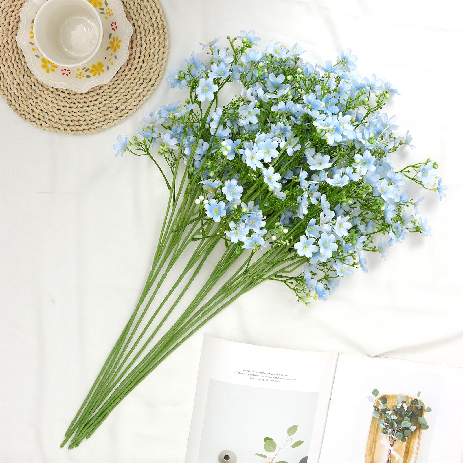 10PCS Artificial Silk Flowers with Long Stems Faux Bulk Babys Breath Flowers …