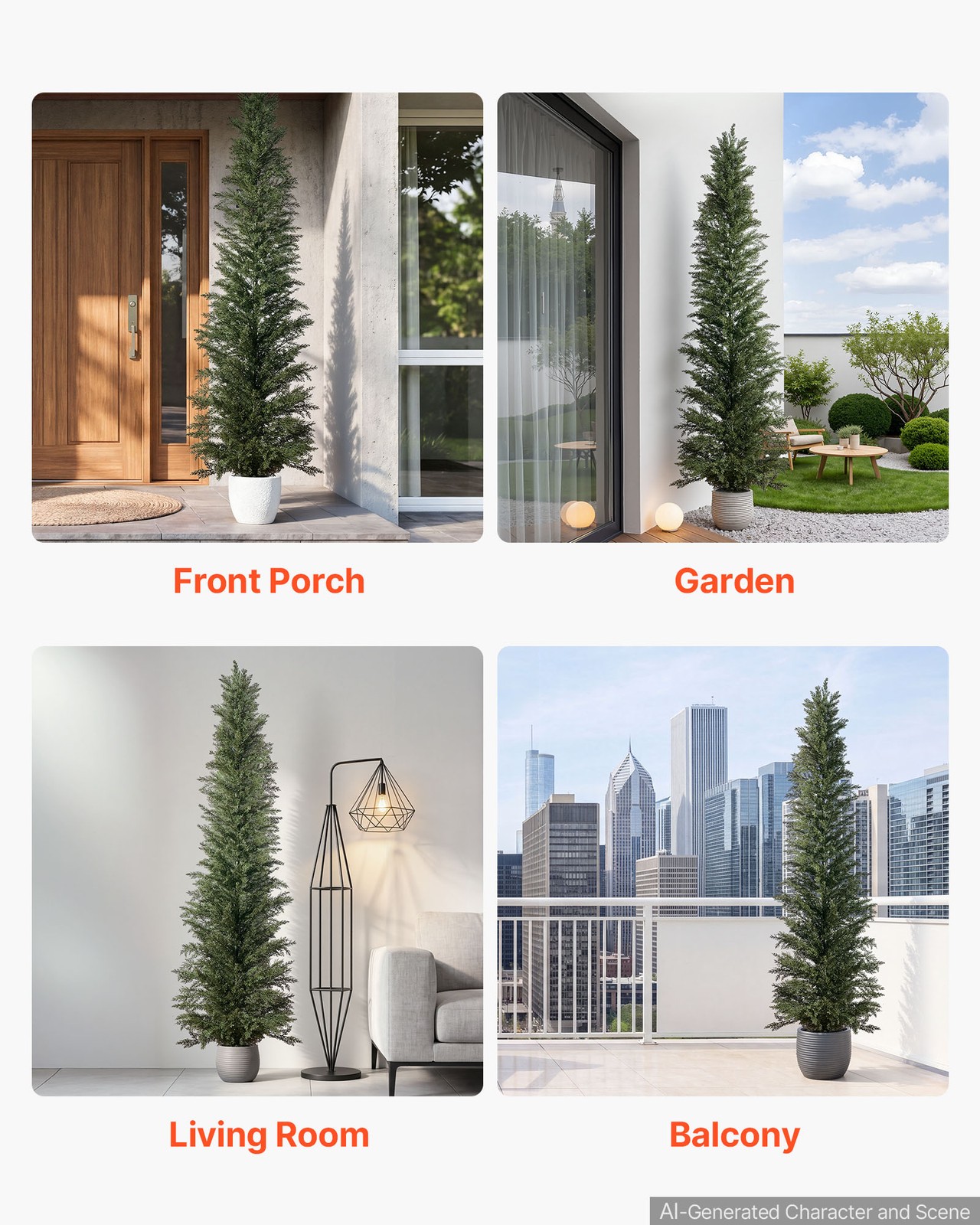 VEVOR Artificial Topiary Cedar Tree 8 ft Set of 2 with Pot Greenery Decor PE