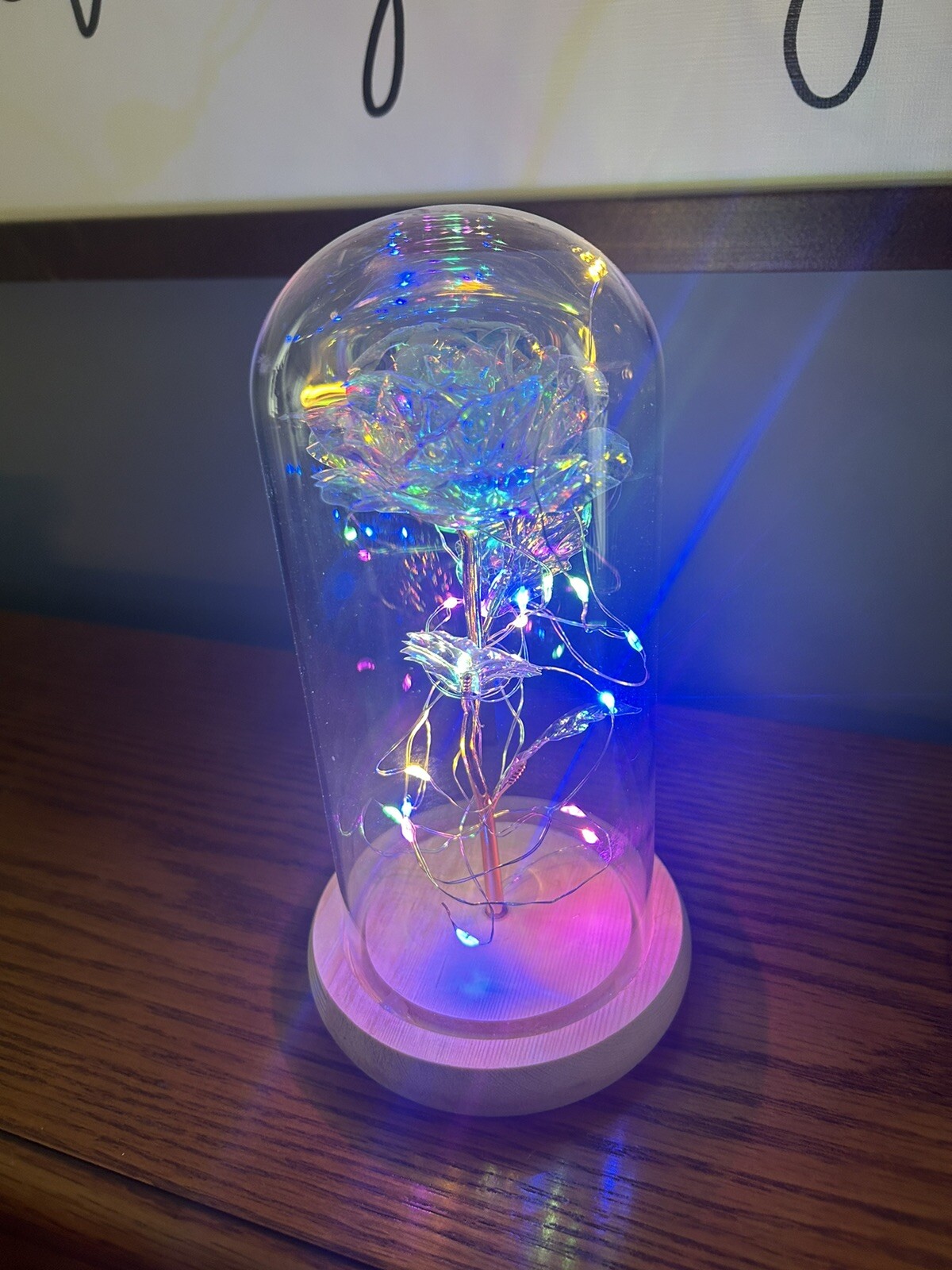 Price Drop! Crystal Galaxy Rose in the Glass Dome 20 LED Lights