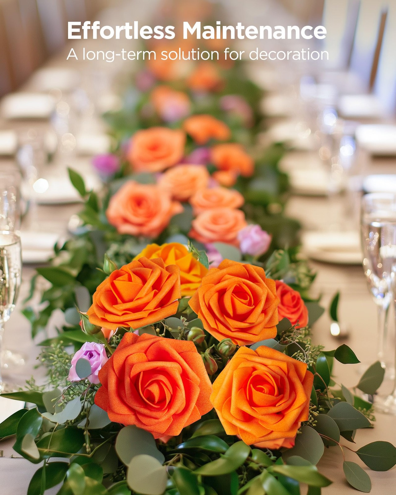 InnoGear Artificial Flowers, 50 Pcs Shades of Orange Foam Fake Roses Bulk with