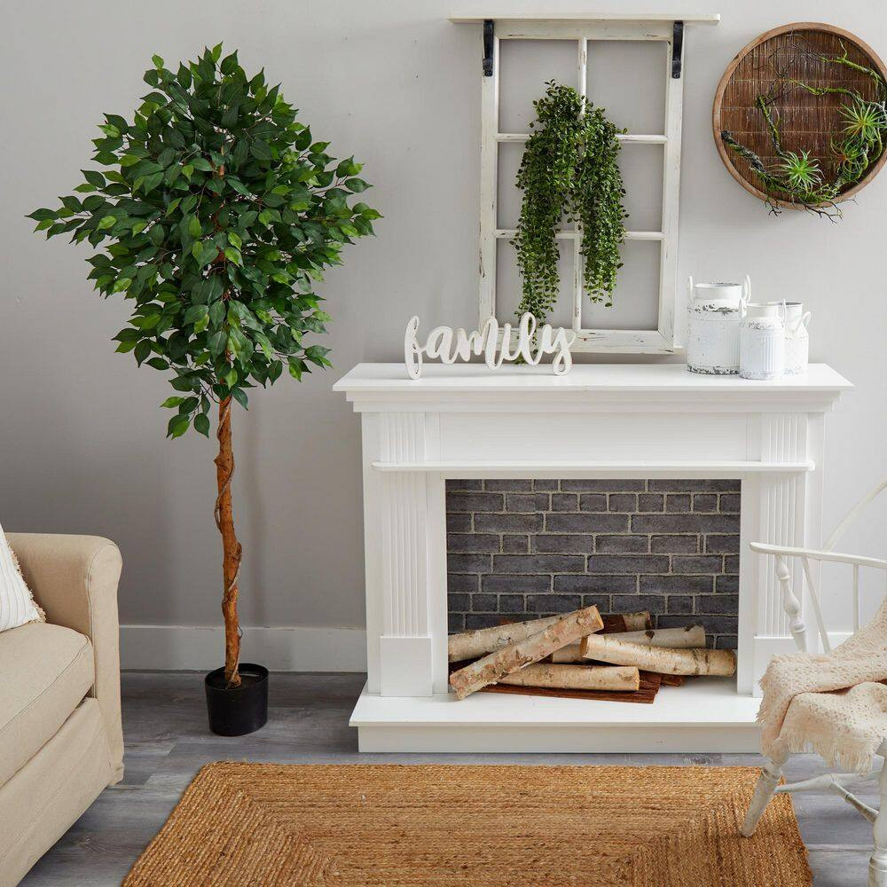 Nearly Natural Artificial Trees 27″x72″ Plastic Ficus Nursery Indoor Pot Green