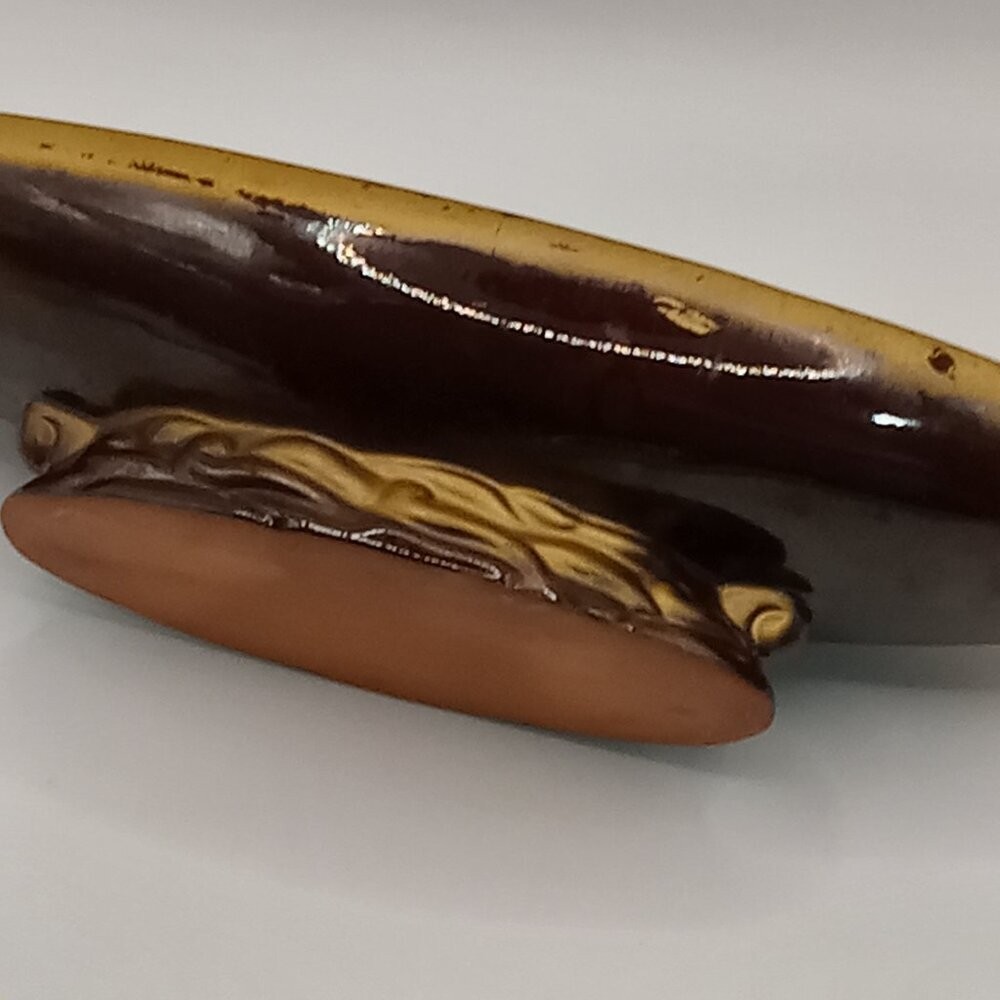 SWAN Brown Long Neck Bird and Console BOWL MCM Vintage REDWARE Japan