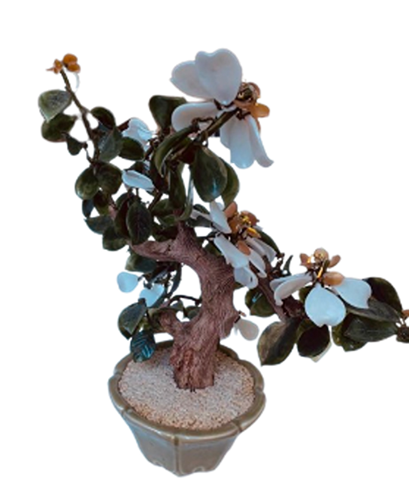 JADE FLOWER TREE-BONSAI TREE JADE STONE GLASS FLOWERS