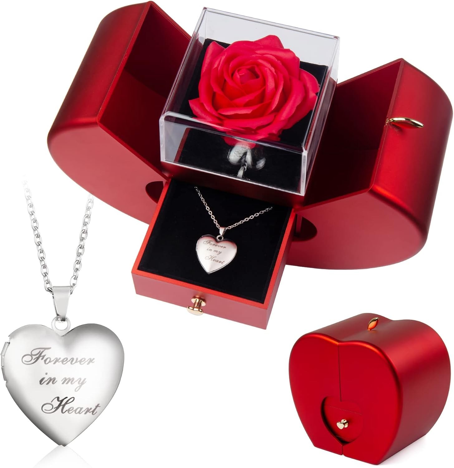 Forever Red Roses Heart Box to My Love Cherish These Preserved Roses with Cus…