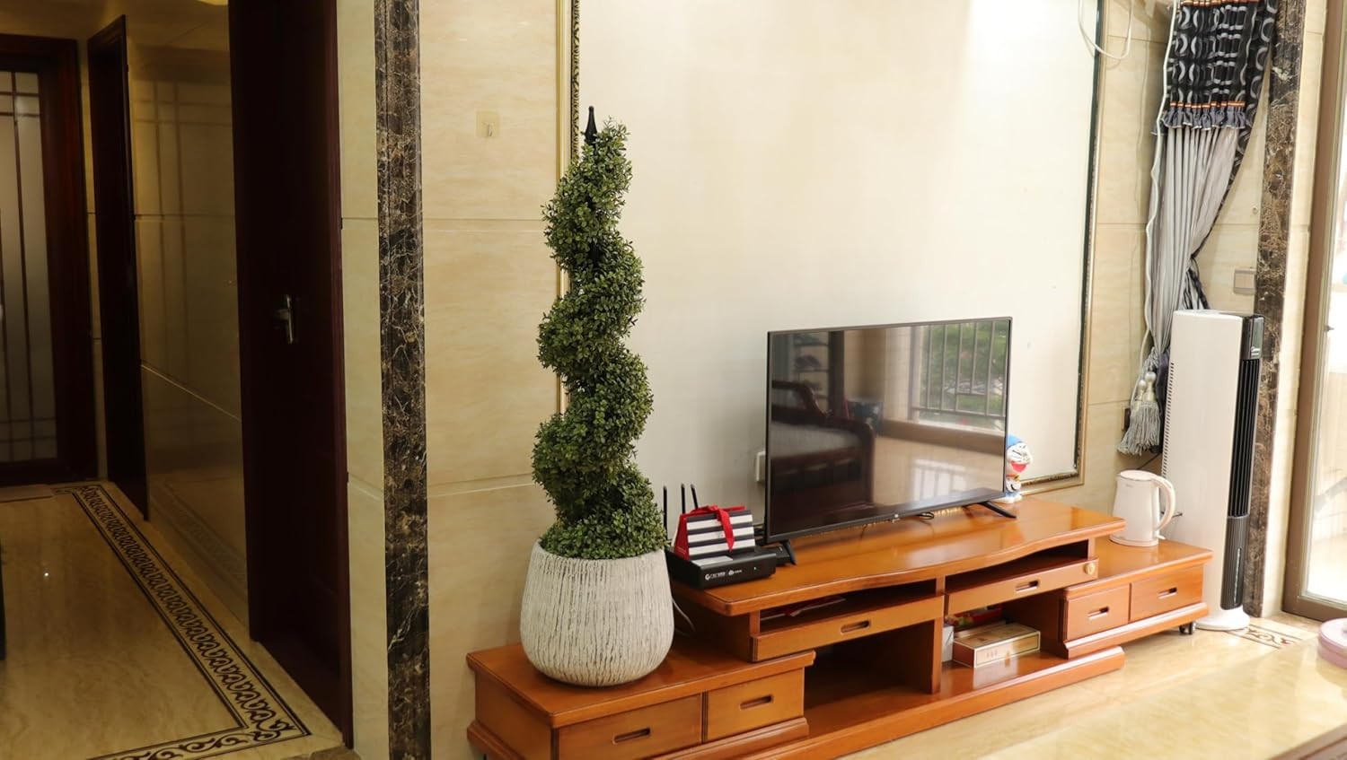 Set of 2 – 48” Spiral Artificial Topiary Trees for Outdoor Decor