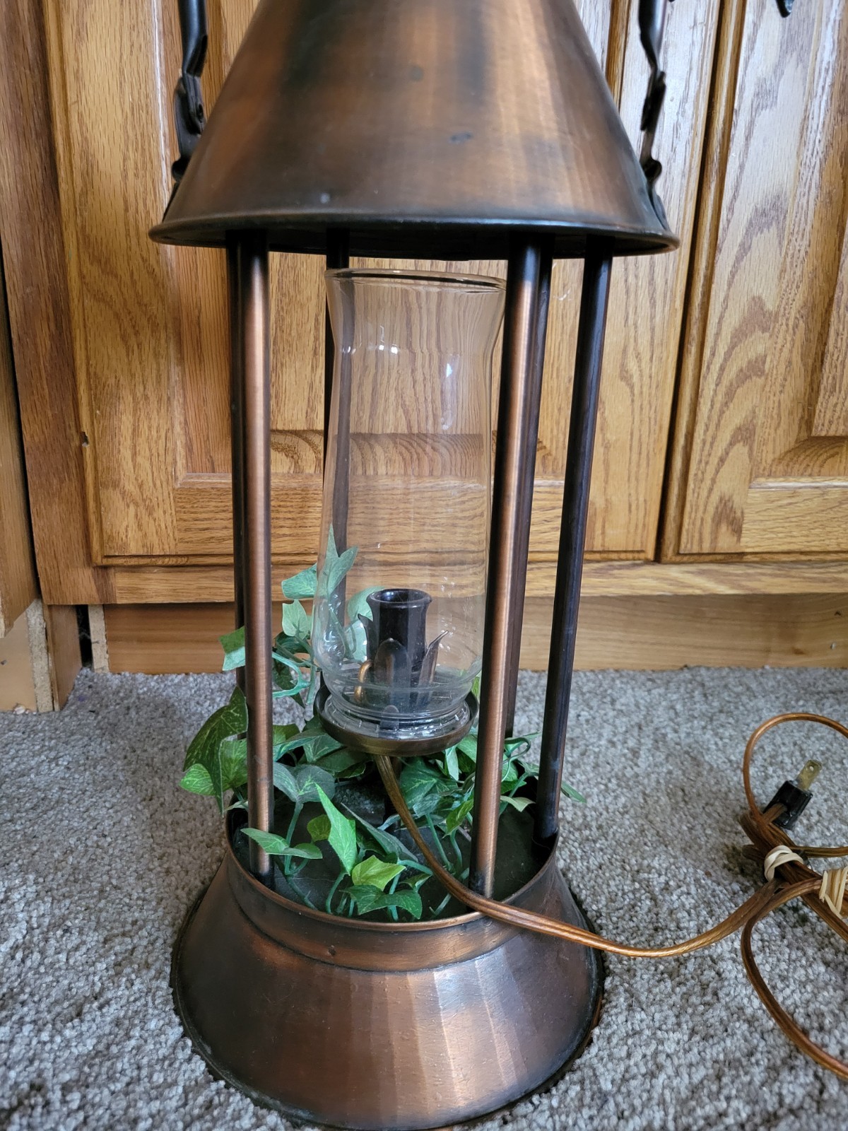 Country Ware Copper Metal Lantern Candle Holder with Ceramic Handle – 22″ Tall