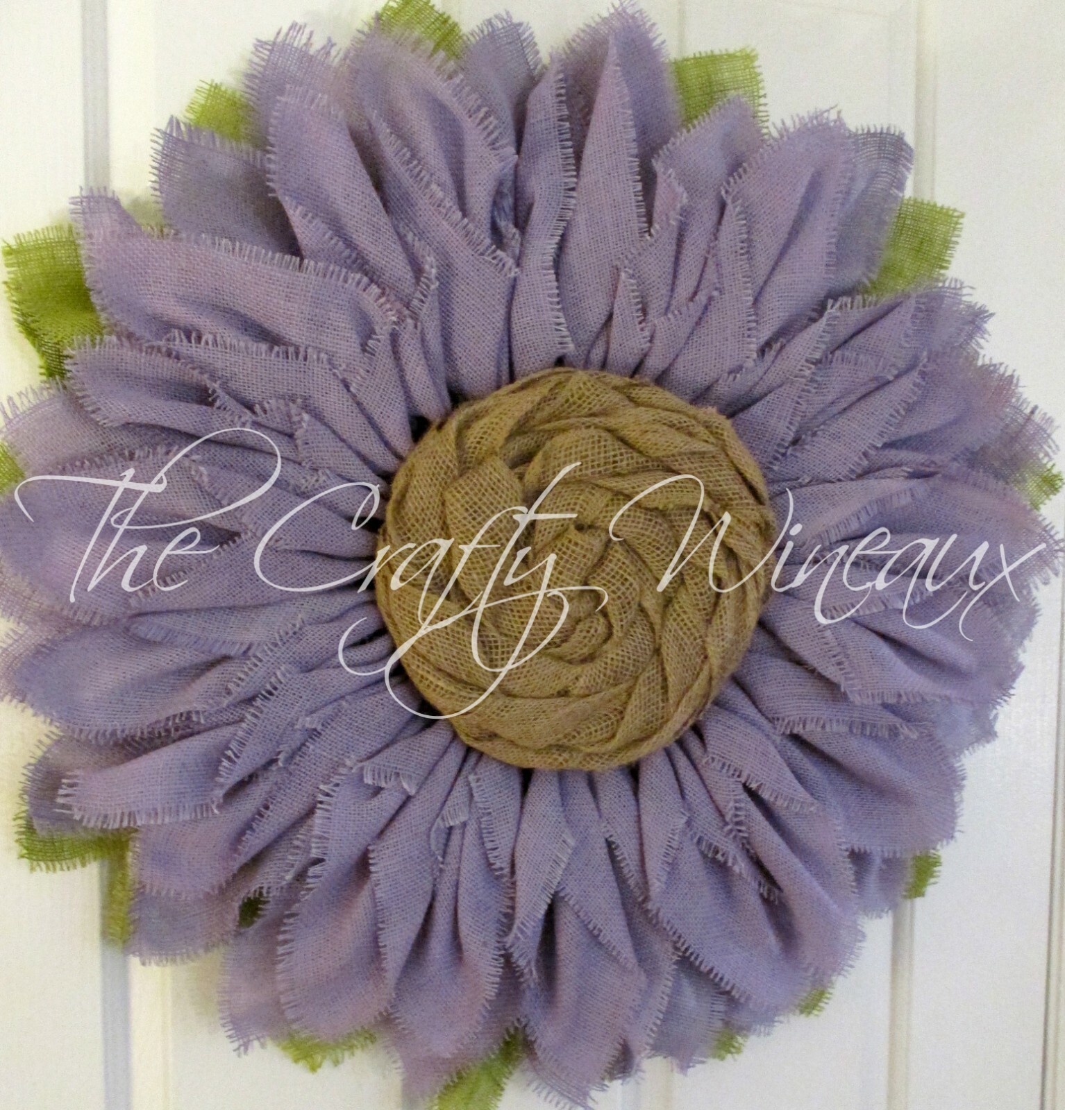The Crafty Wineaux – Extra Thick 25″ Rich Light Violet Burlap Sunflower Wreath