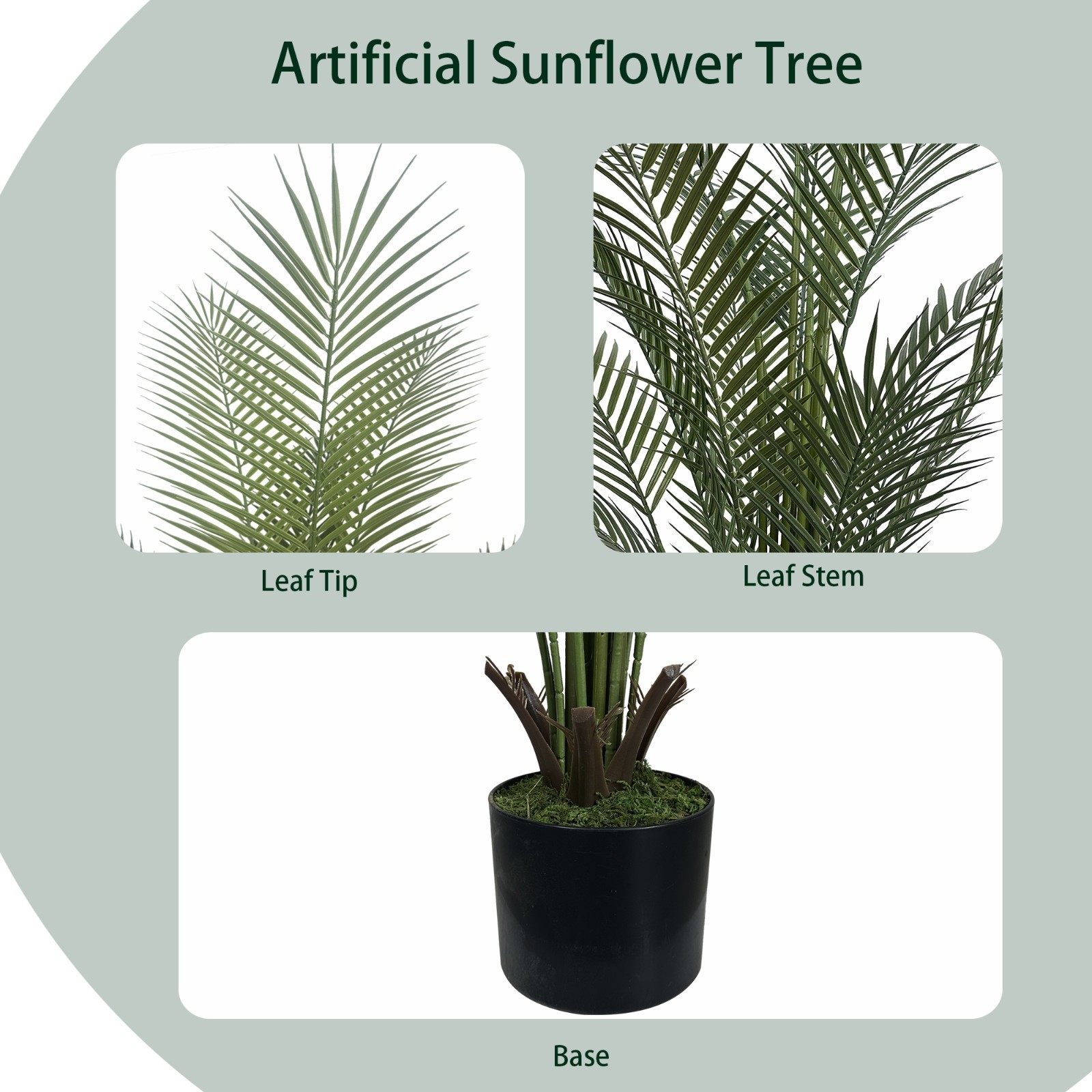 5ft Artificial Areca Palm Tree, 2 Pack Fake Tropical Plant, Potted Home Decor