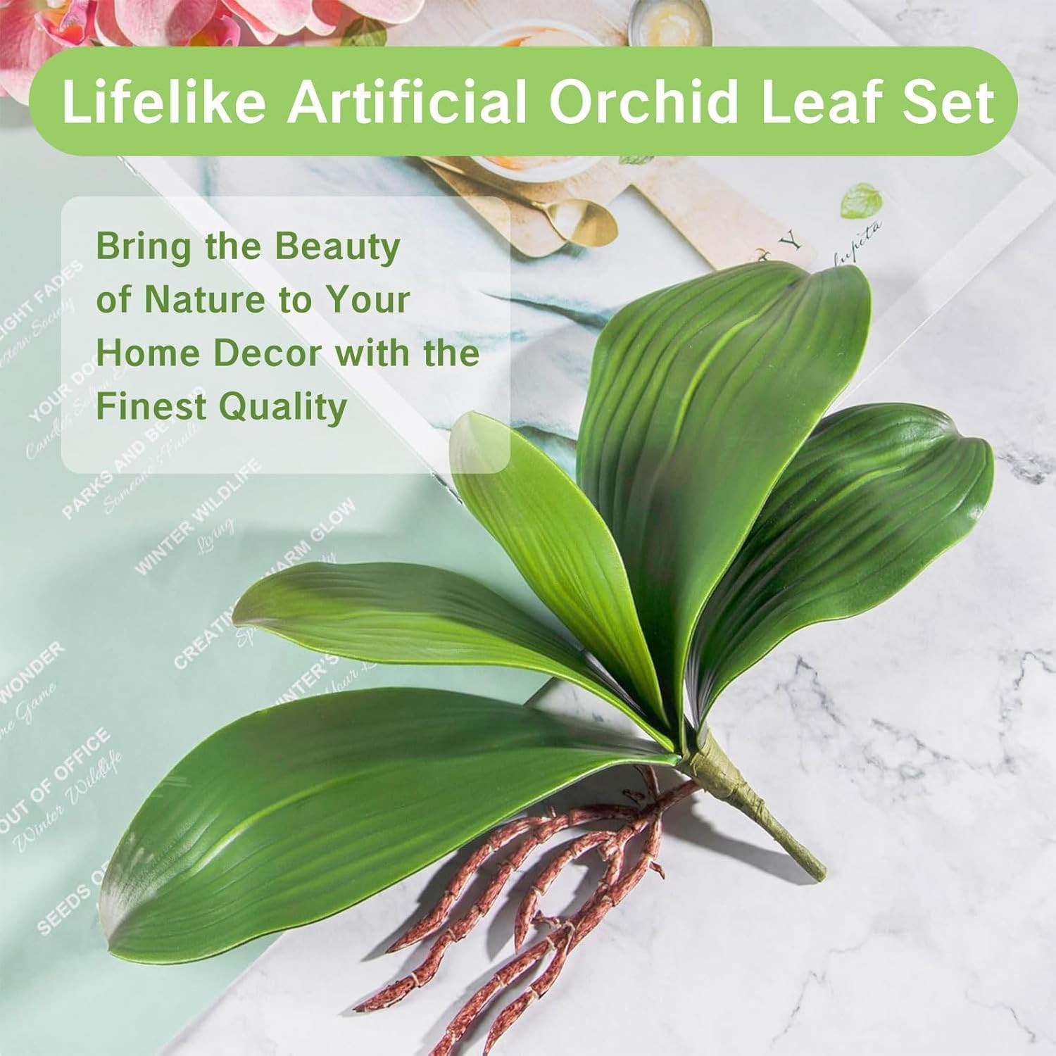 3 Packs Orchid Leaves Artificial Real Touch Phalaenopsis Stems Faux Cymbidium Fl