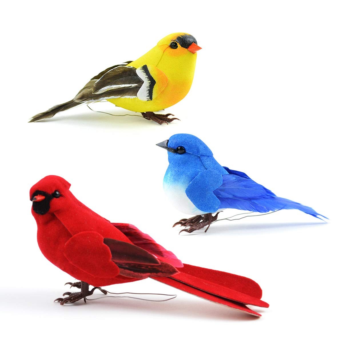 Set of 3 Artificial Birds for Decoration, Floral Arrangements and Arts & Craf…