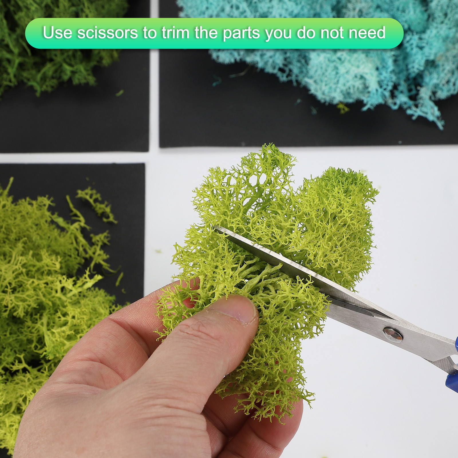 7oz Fake Preserved Reindeer Moss, Blue Green