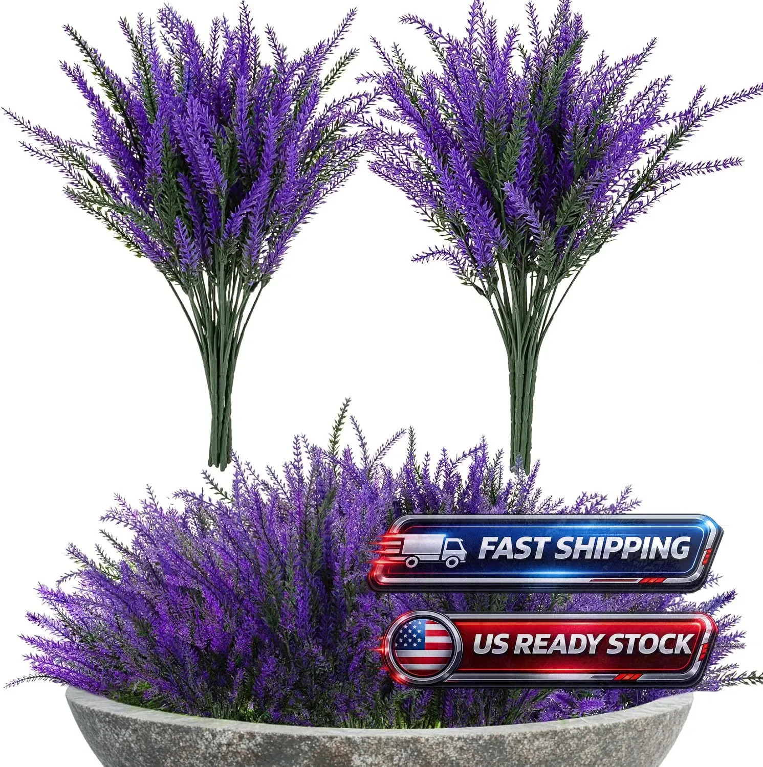 8 Bundles Artificial Flowers for Outdoors UV Resistant Fake Plastic Plants Faux