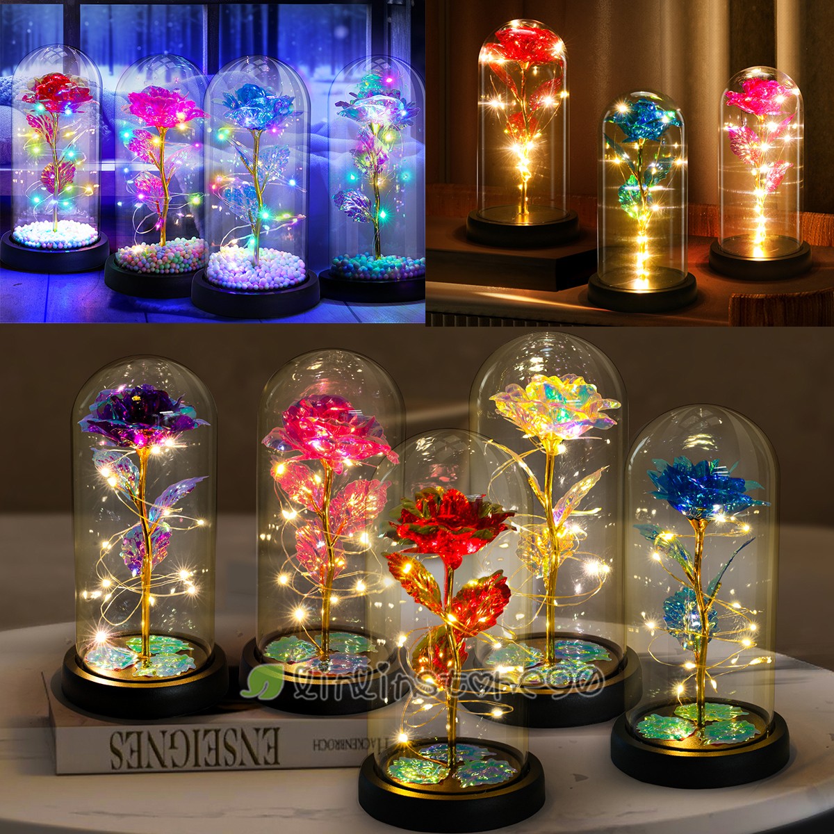 Christmas Rose Gift for Women Mon – Flower LED Light in Glass Gifts for Birthday