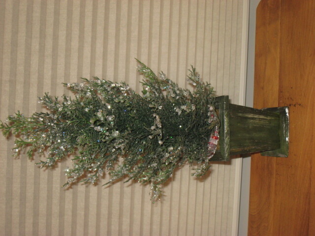 ICE TREE IN GREEN WOODEN CONTAINER 15 1/2″ H