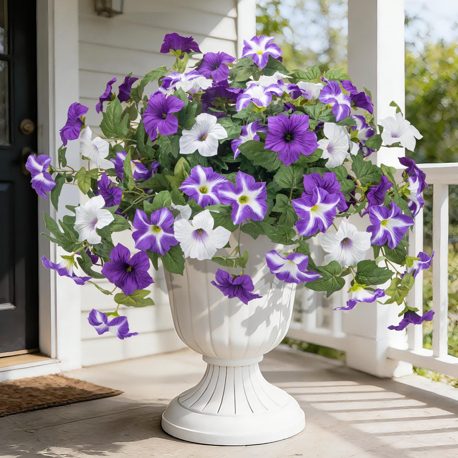 Ouddy Decor 3 Pcs Artificial Flowers for Outdoors Decorations, Fake Silk Petu…