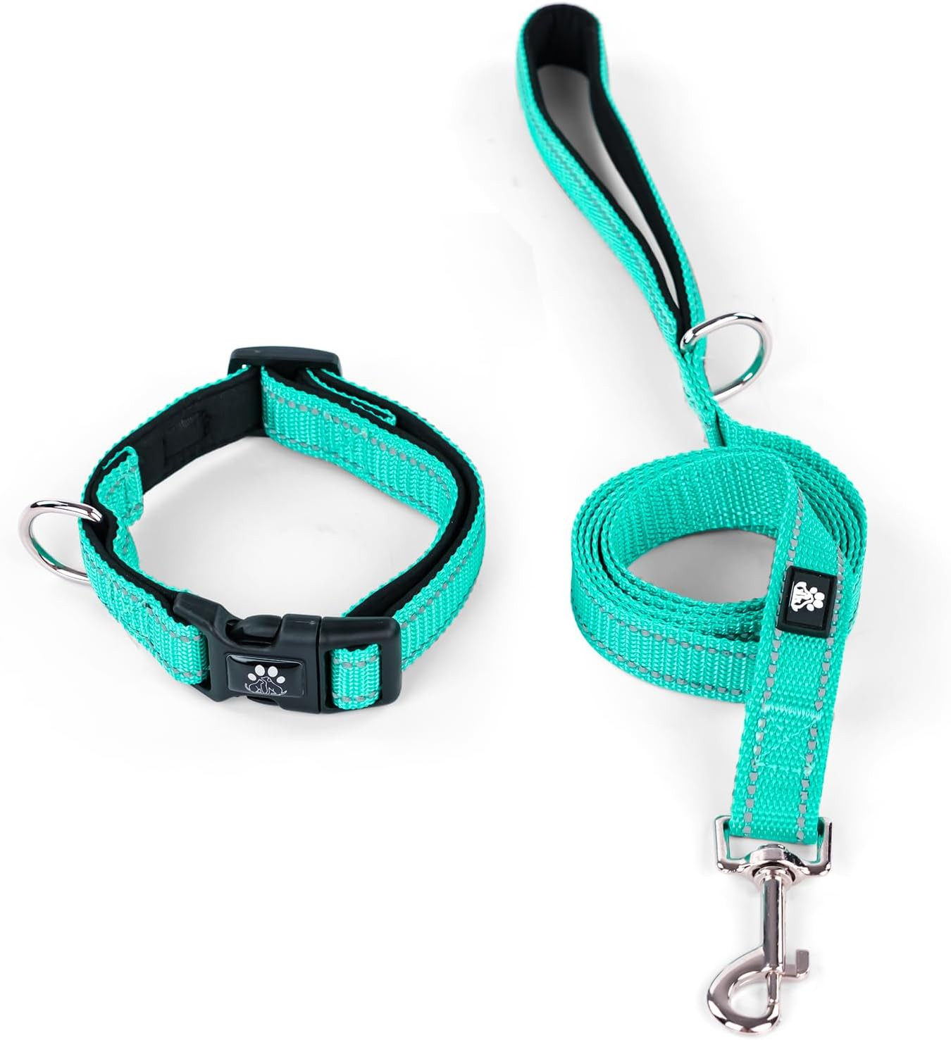 Reflective Dog Collar and Leash Set,Adjustable Neoprene Padded Dog Collars for P