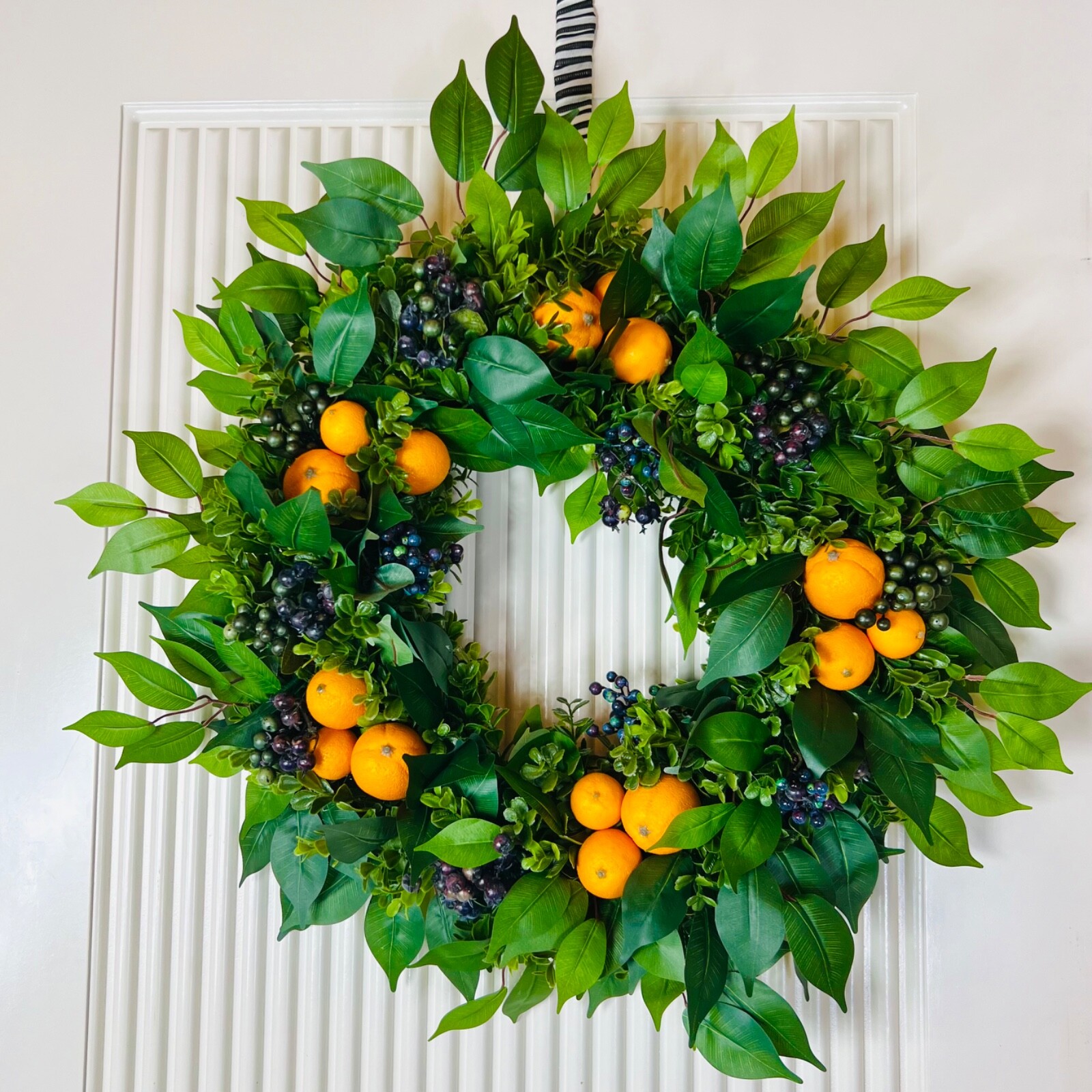Everyday Wreath Front Door – Citrus Fruit and Blueberries Farmhouse Decor