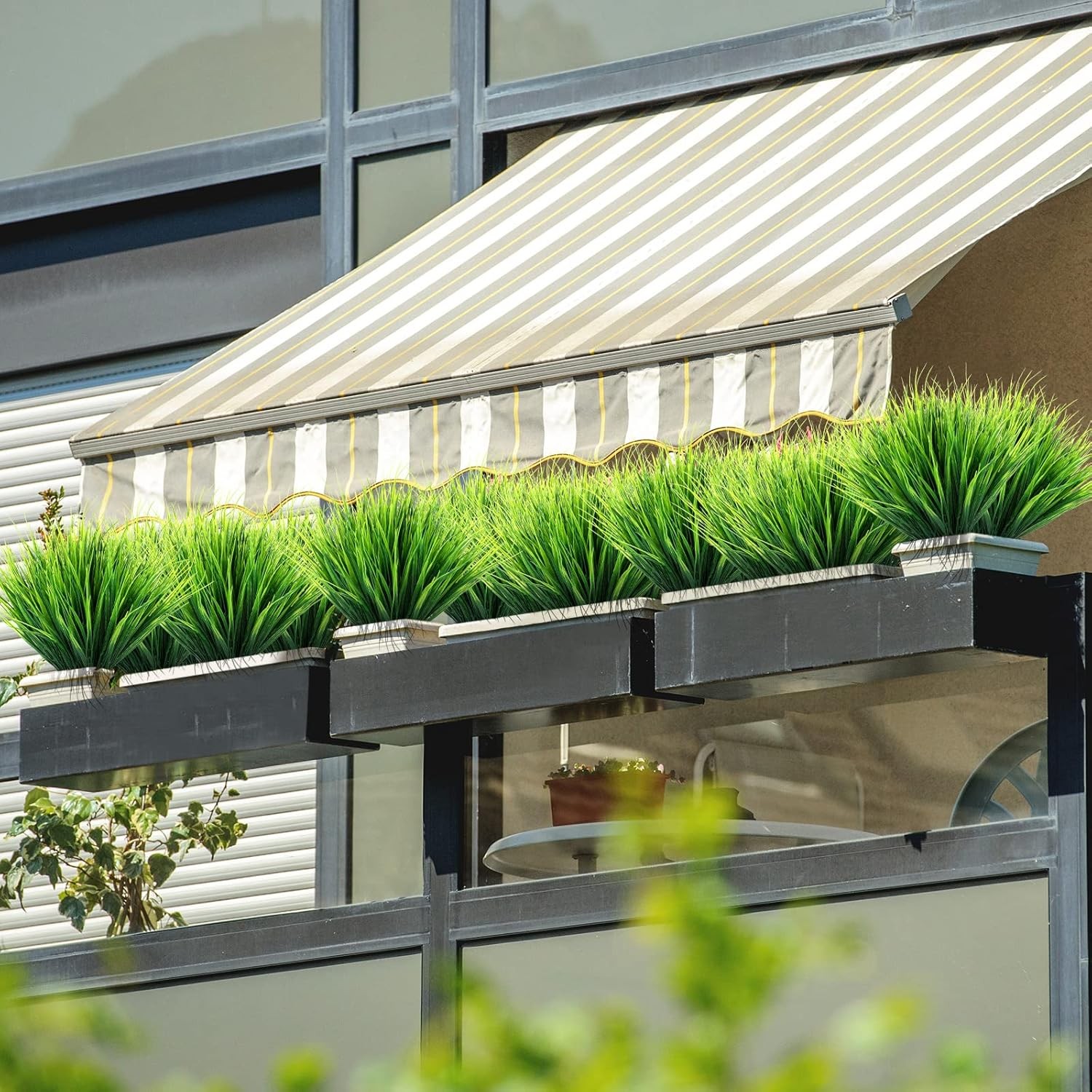 Ysleen 40 Bundles Artificial Grasses Outdoor UV Resistant Fake Plants No Fade Fa