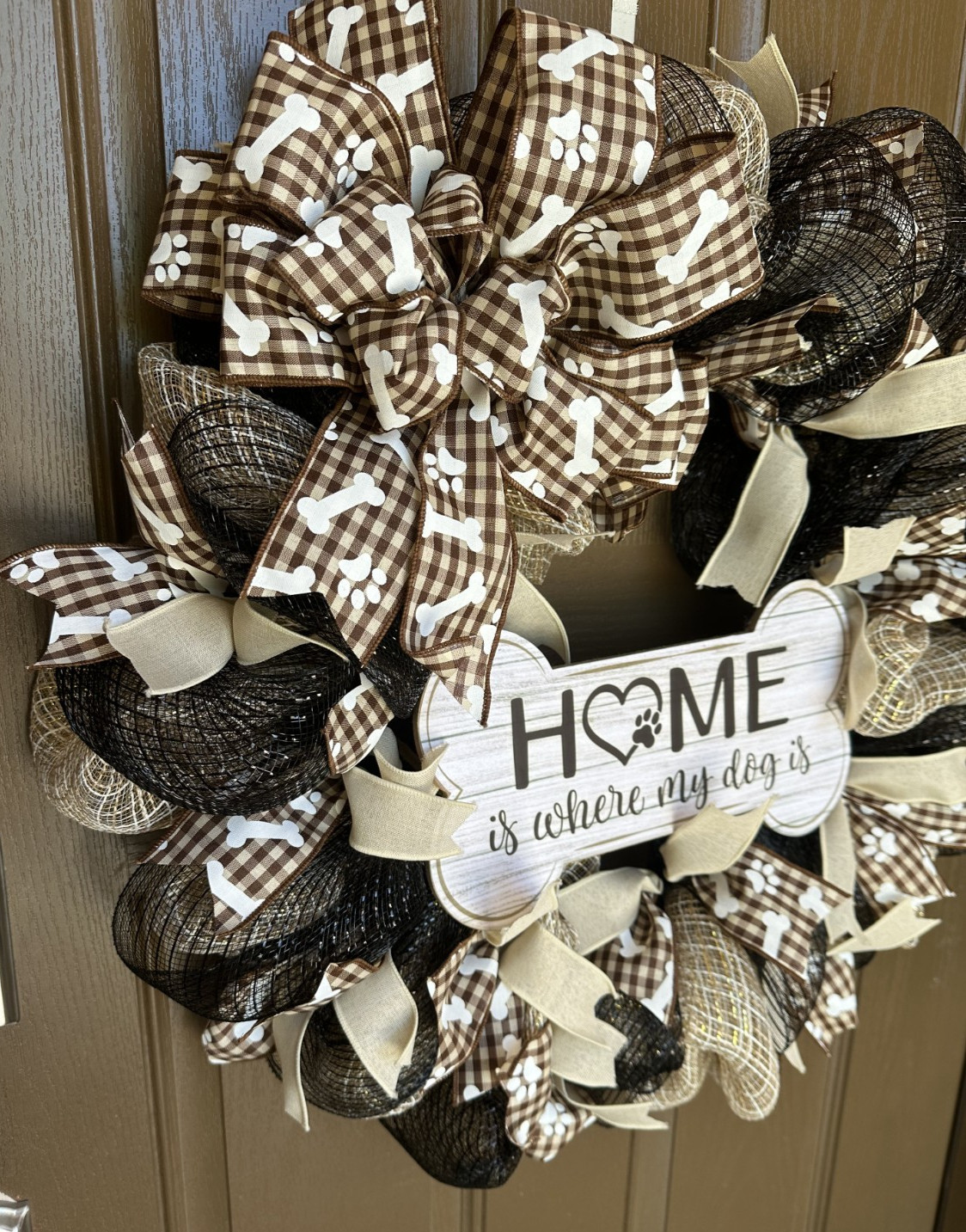 Everyday Deco Mesh Home is where my dog is Wreath dog lover animal lover