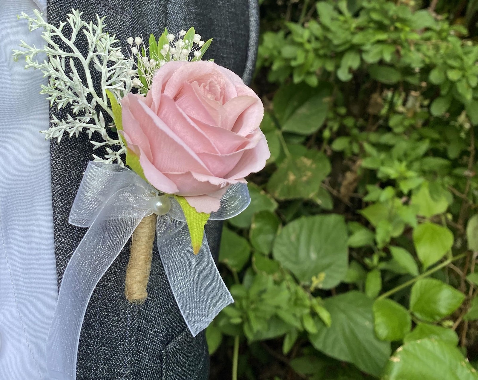 Set of 2 Pink Rose Boutonnieres for Men Groom Ceremony Corsage with Pin Artif…