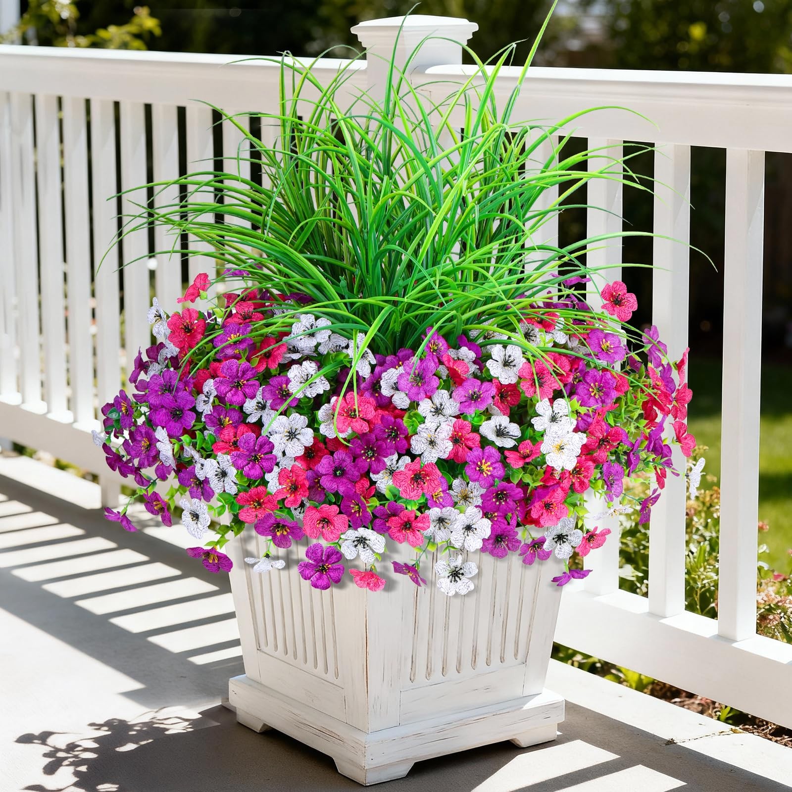 Artificial Flowers for Outdoors UV Resistant, 14 Bundles Fake Plants Realisti…