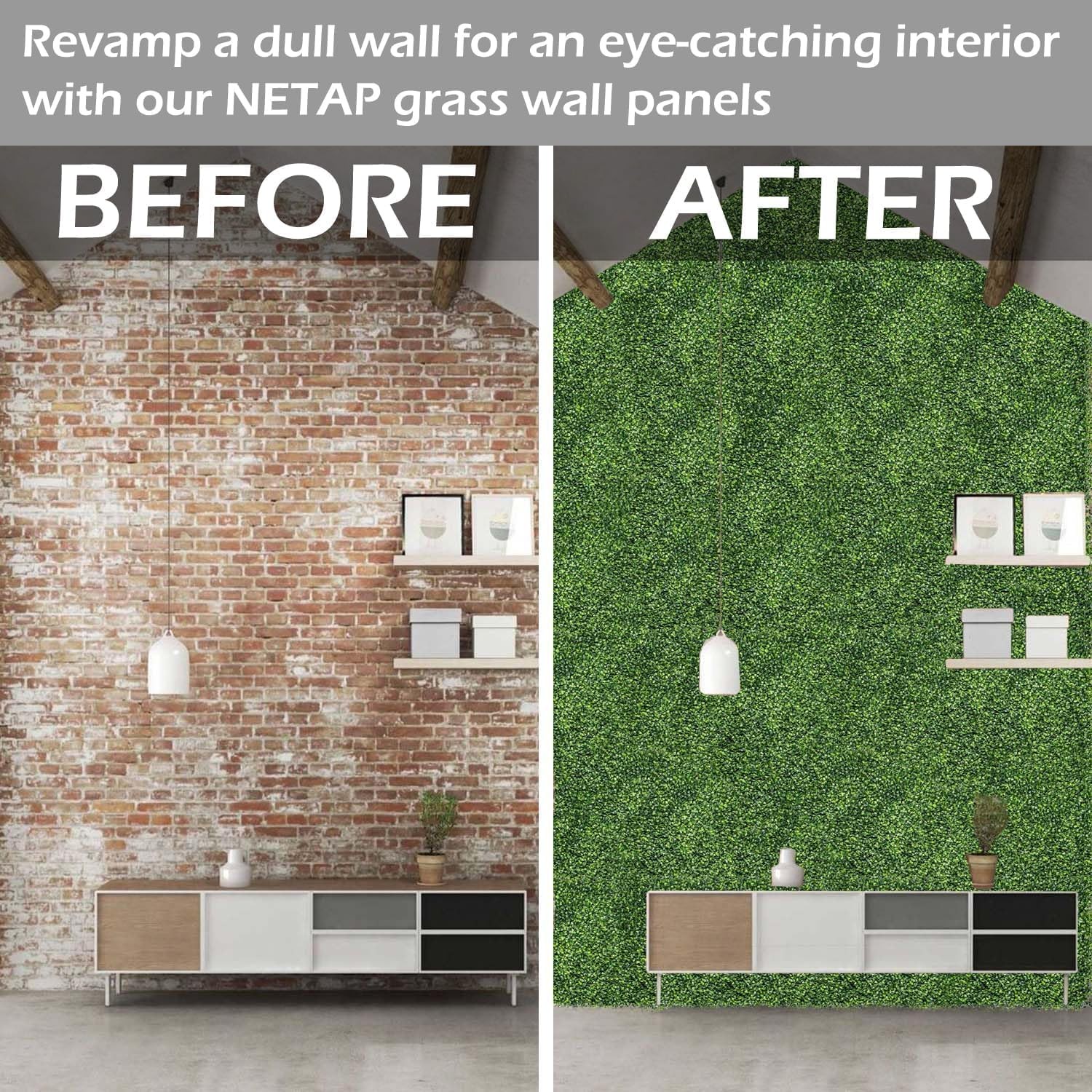 NETAP 6pc 20x20in Grass Wall Panels